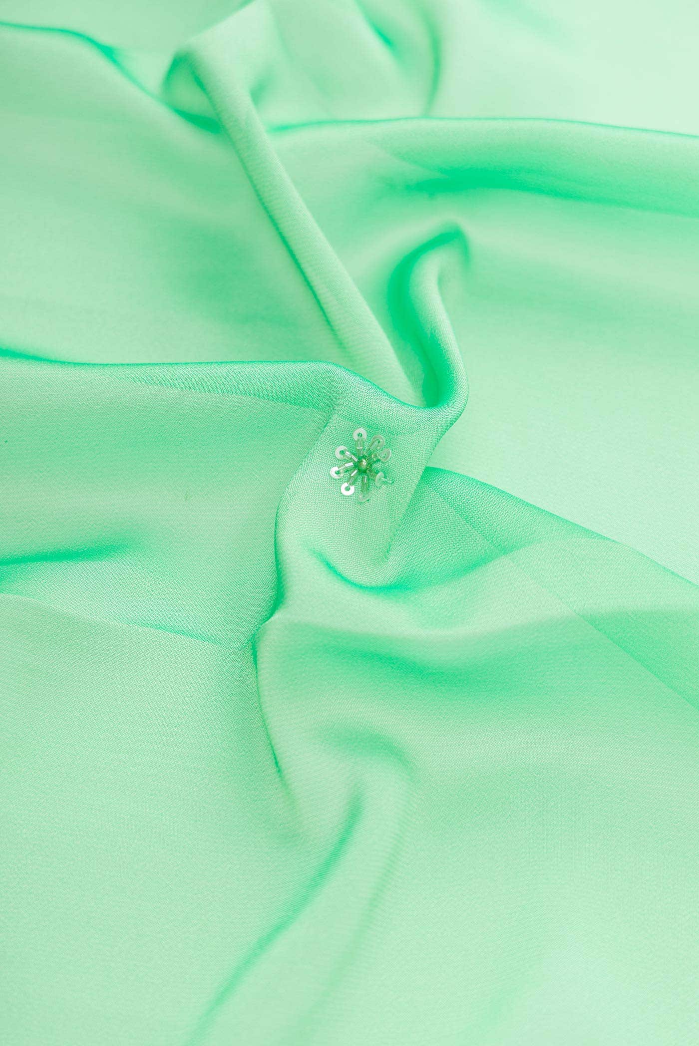 Parrot Green Dual Tone Chanderi Tissue Silk Saree