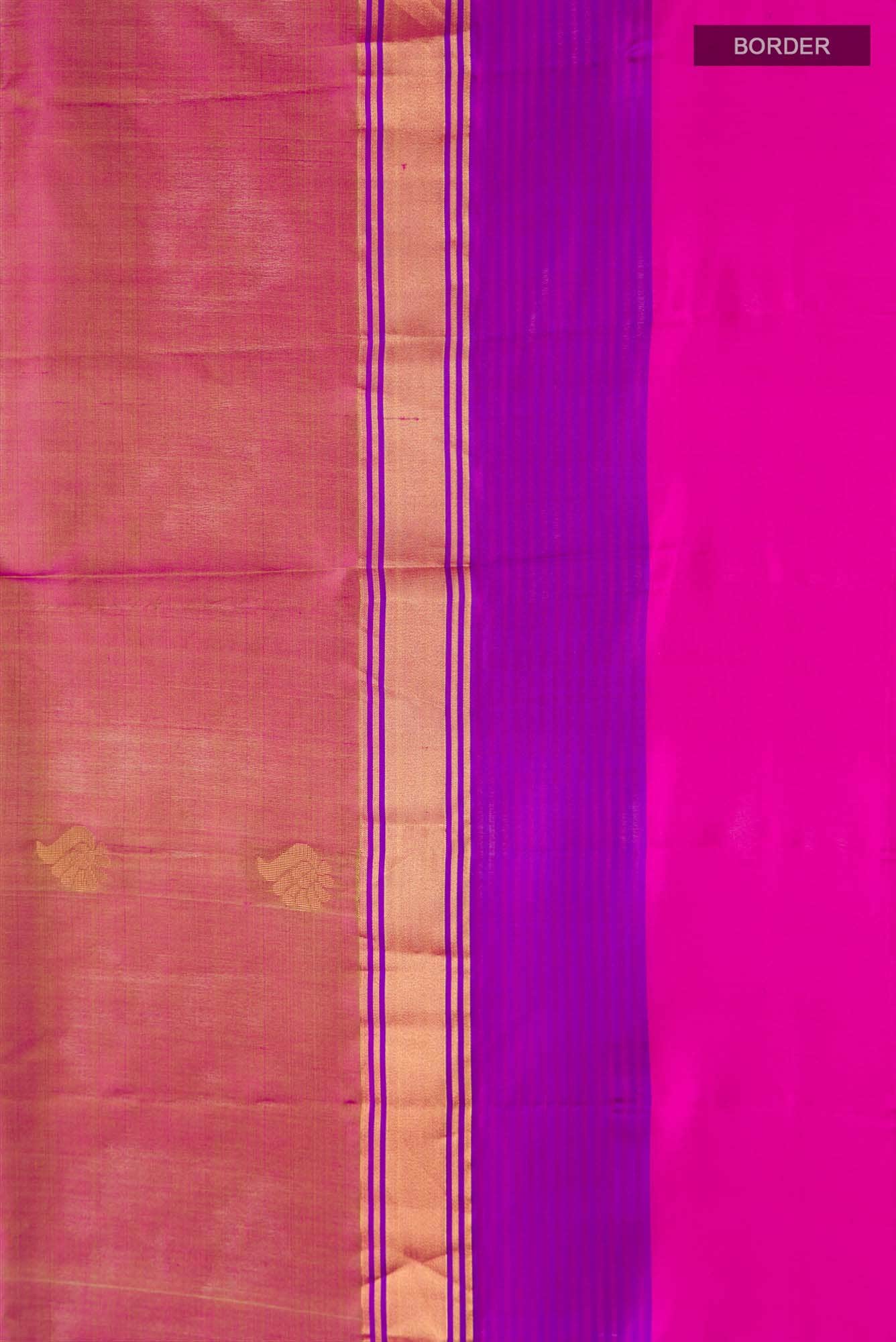 Pink With Green Dual Tone Soft Silk Saree