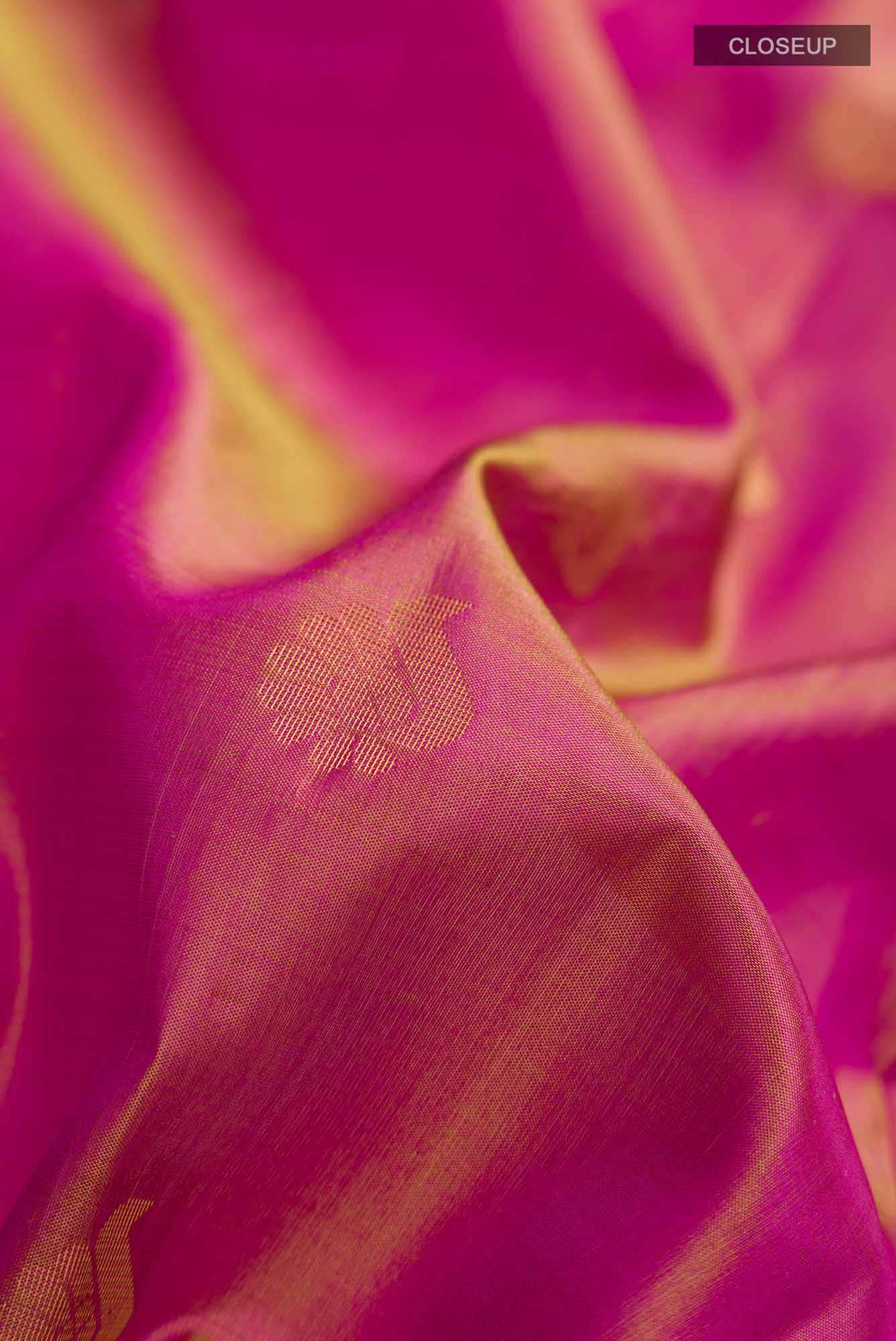 Pink With Green Dual Tone Soft Silk Saree