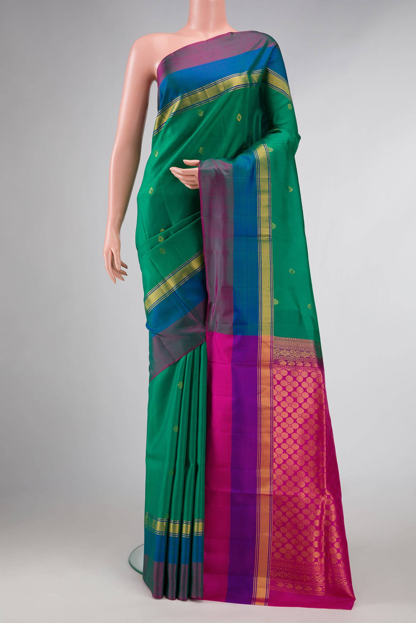 Green Dual Tone Soft Silk Saree