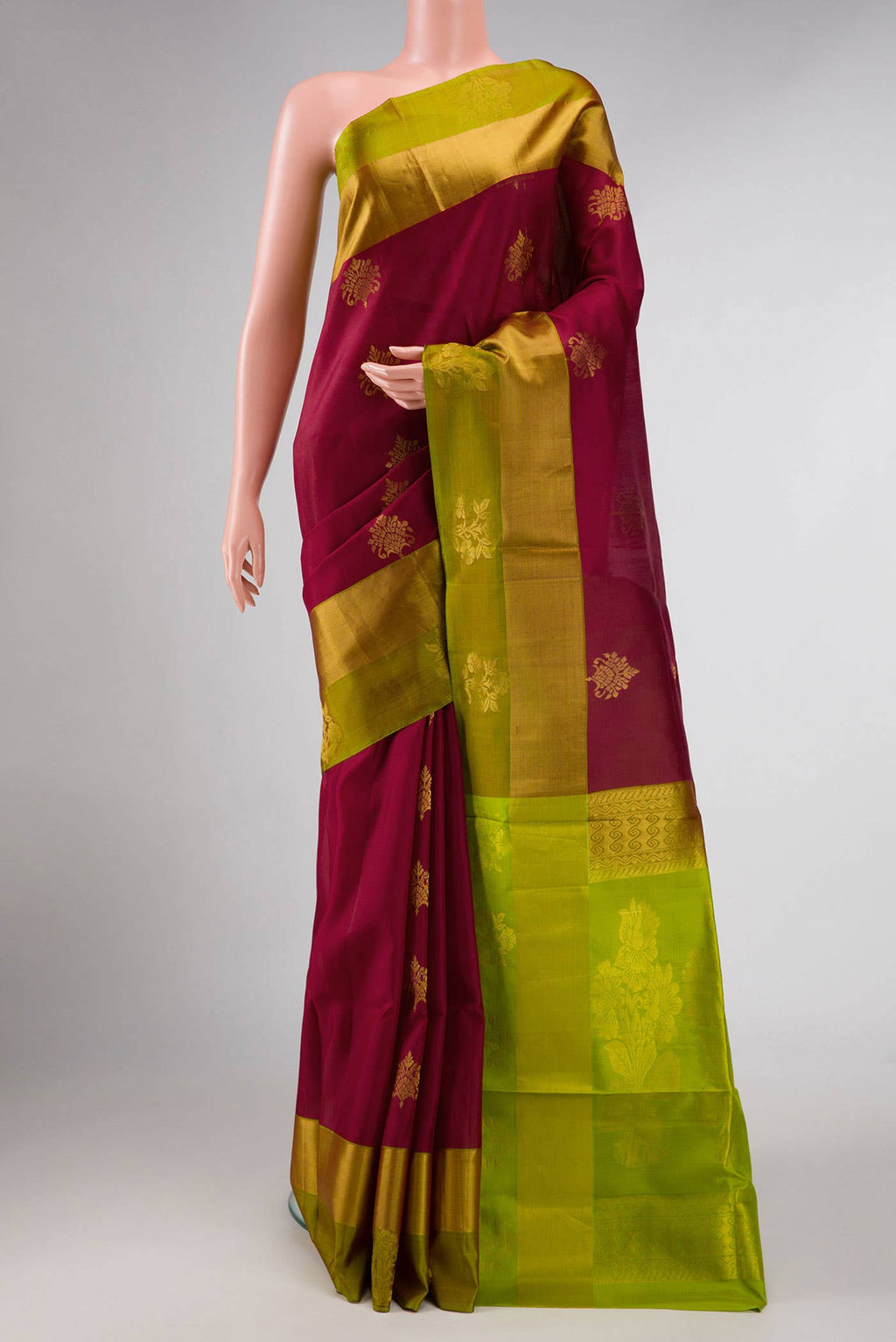 Maroon Dual Tone Soft Silk Saree