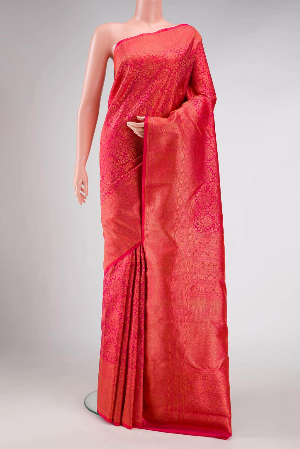 Dark Pink Dual Tone Kanchipuram Silk Saree