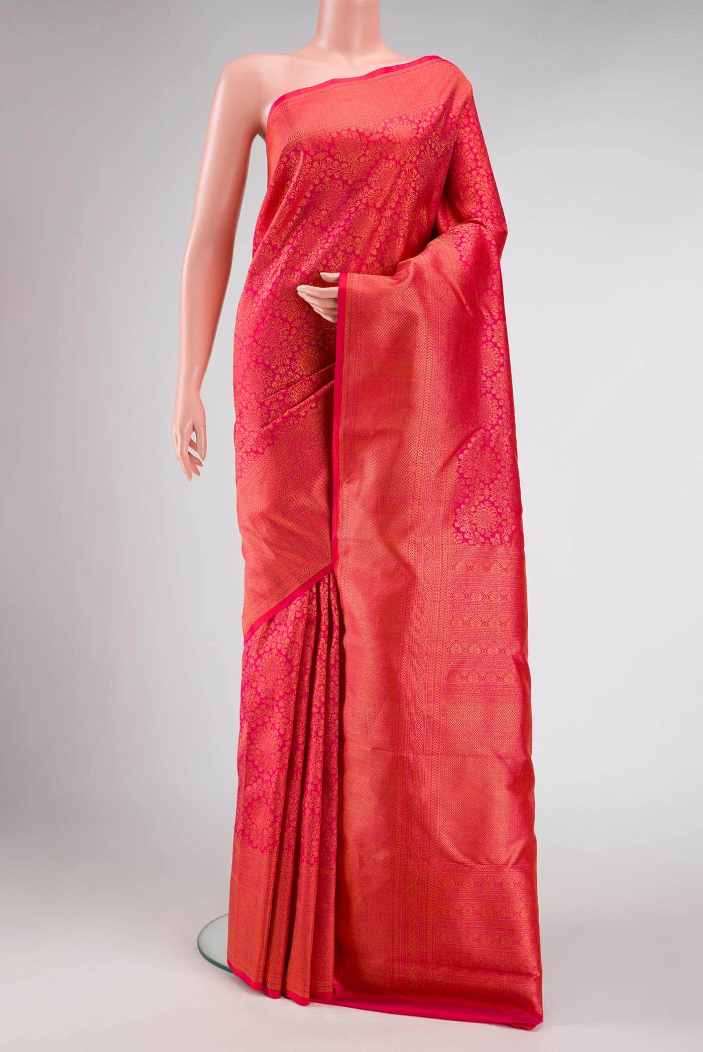 Dark Pink Dual Tone Kanchipuram Silk Saree