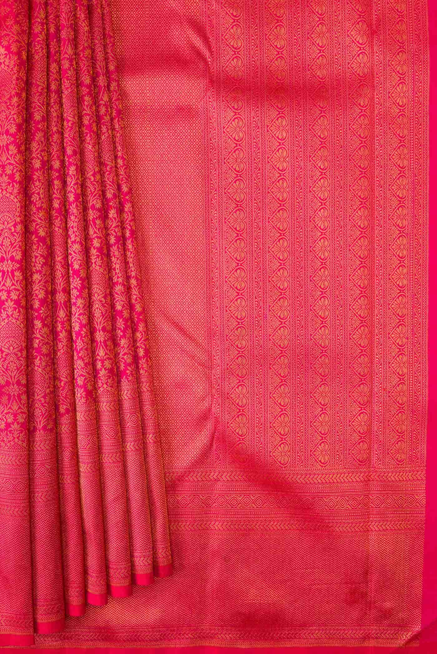 Dark Pink Dual Tone Kanchipuram Silk Saree