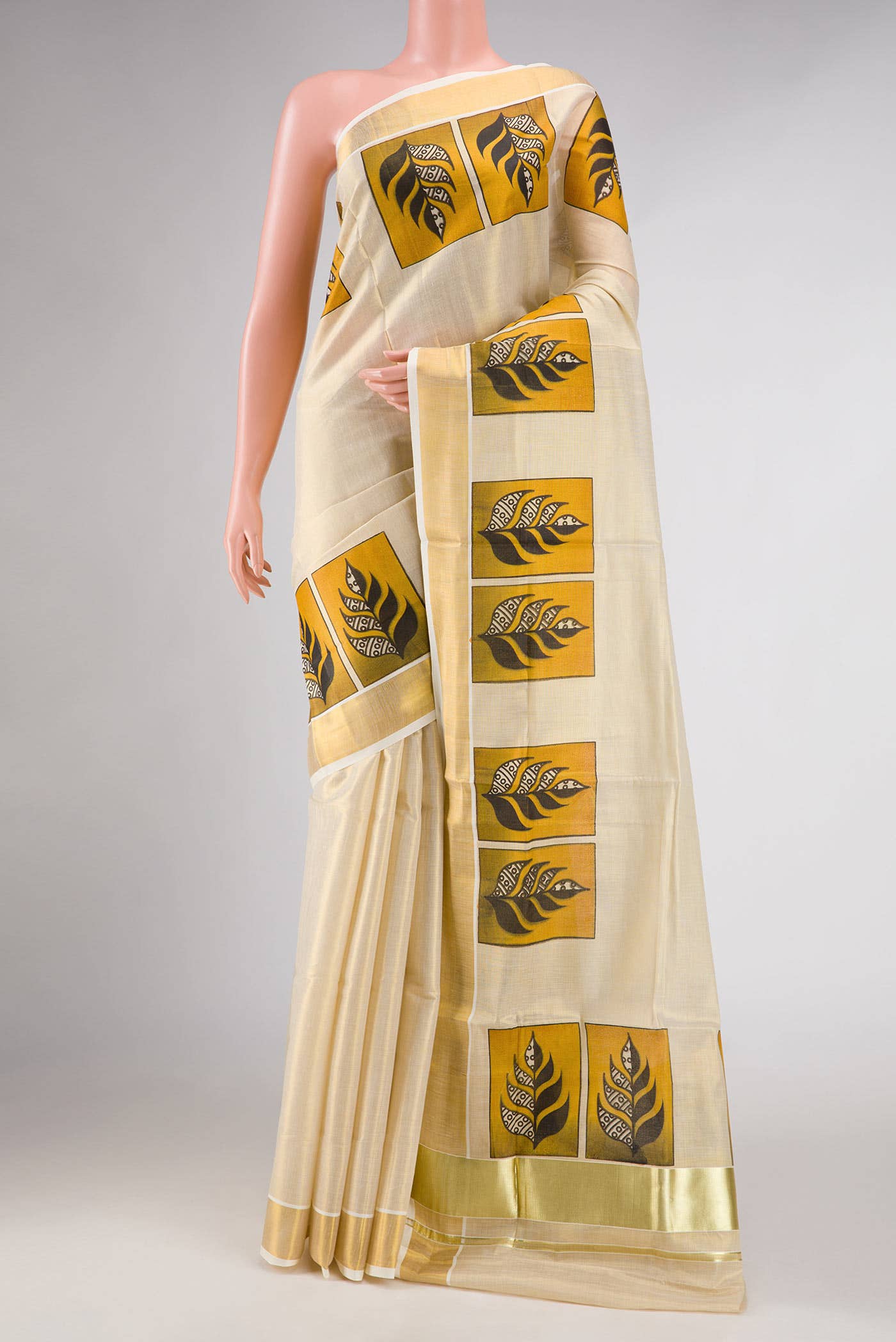 Gold Kerala Cotton Saree