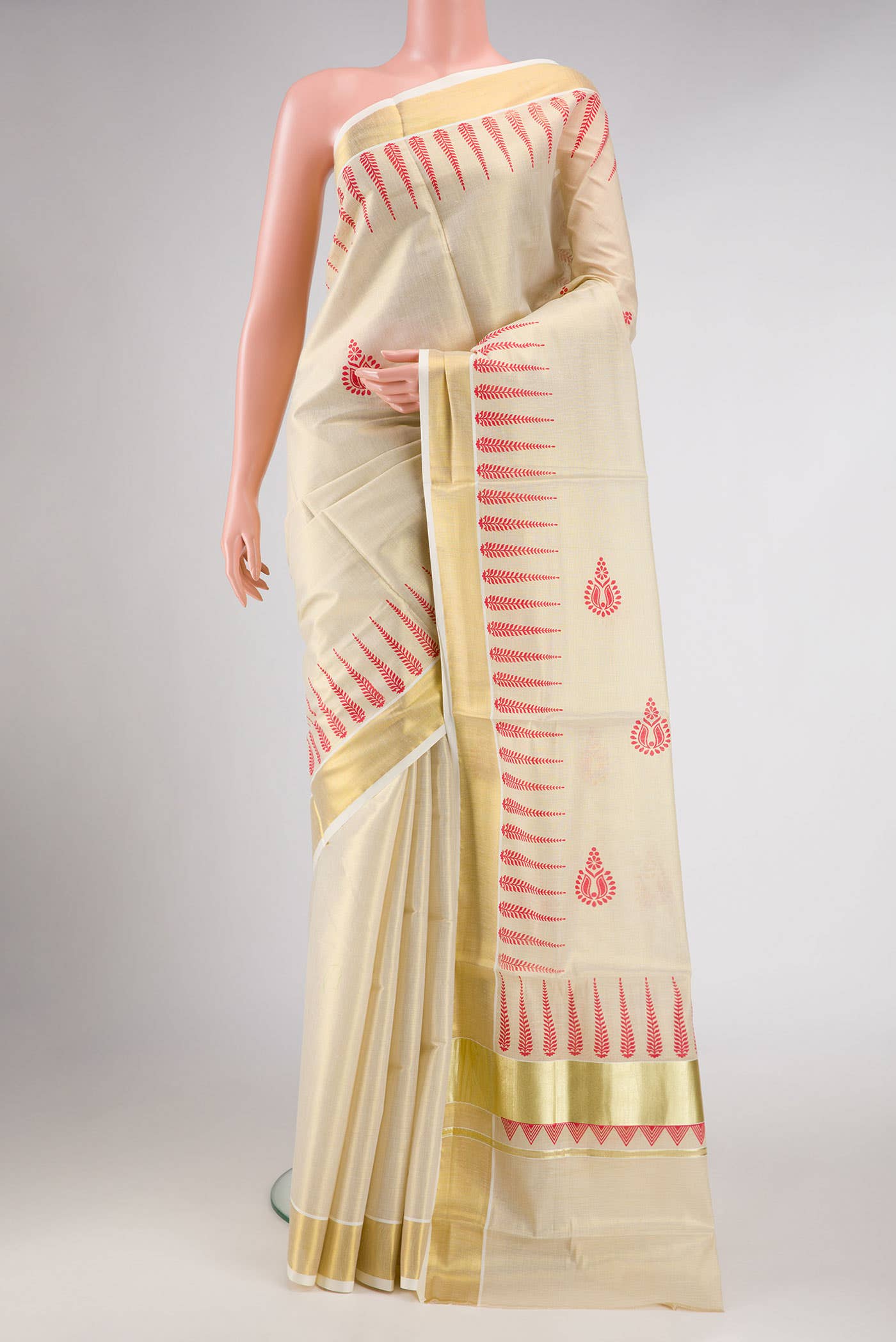 Gold Dual Tone Kerala Cotton Saree