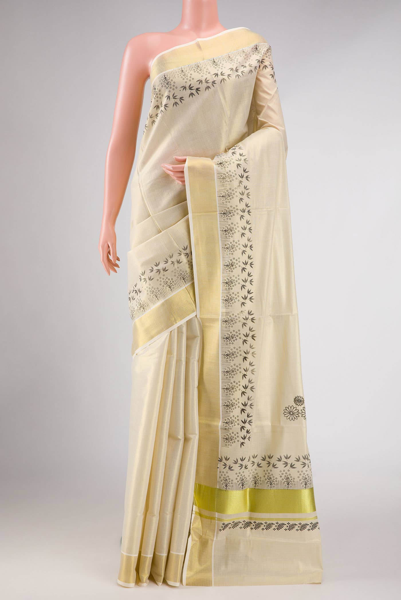 Gold Dual Tone Kerala Cotton Saree