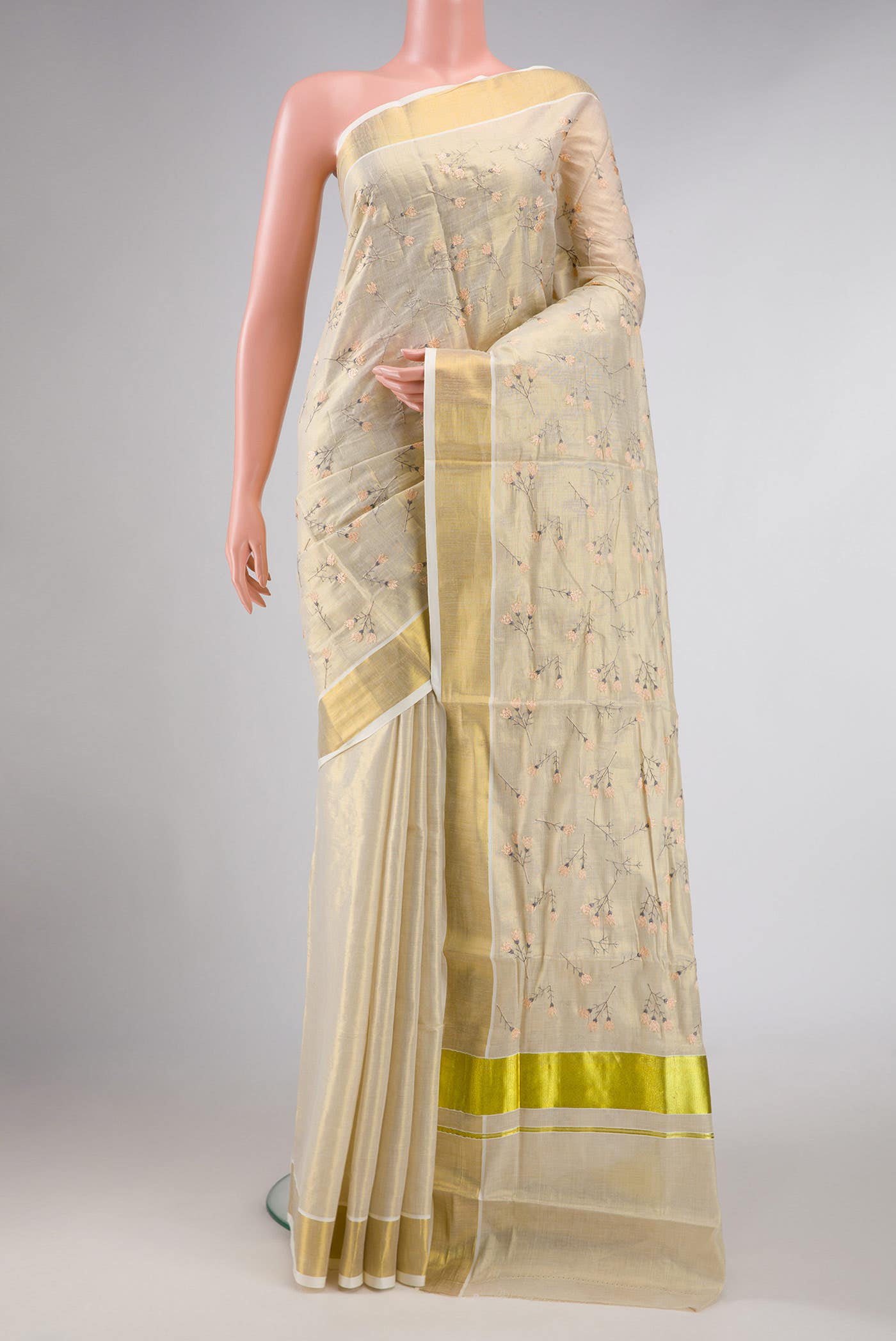 Gold Dual Tone Kerala Cotton Saree