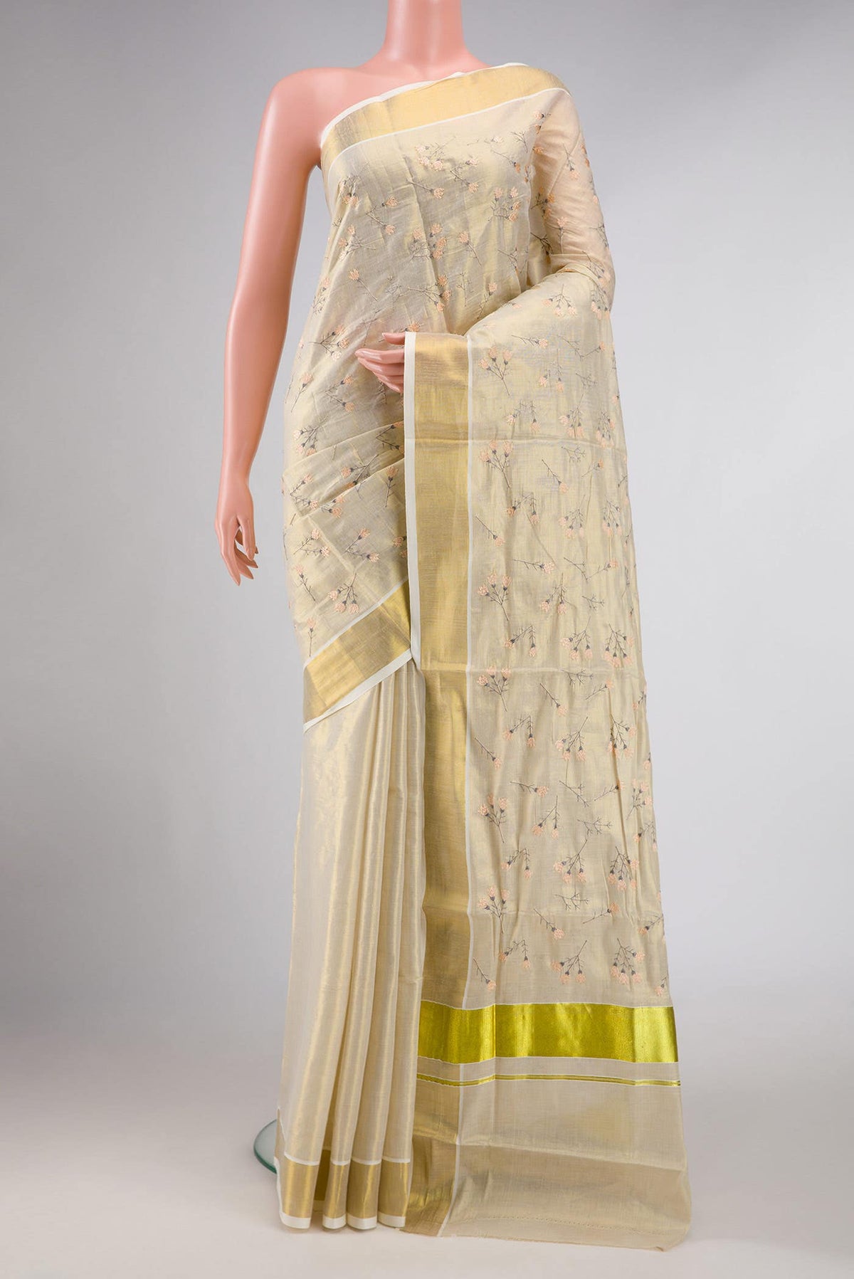 Gold Dual Tone Kerala Cotton Saree