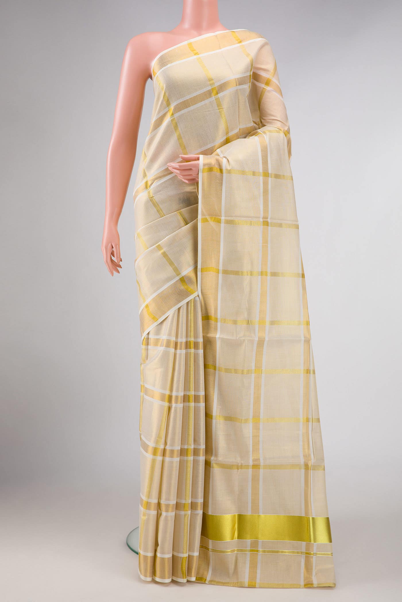 Gold Dual Tone Kerala Cotton Saree