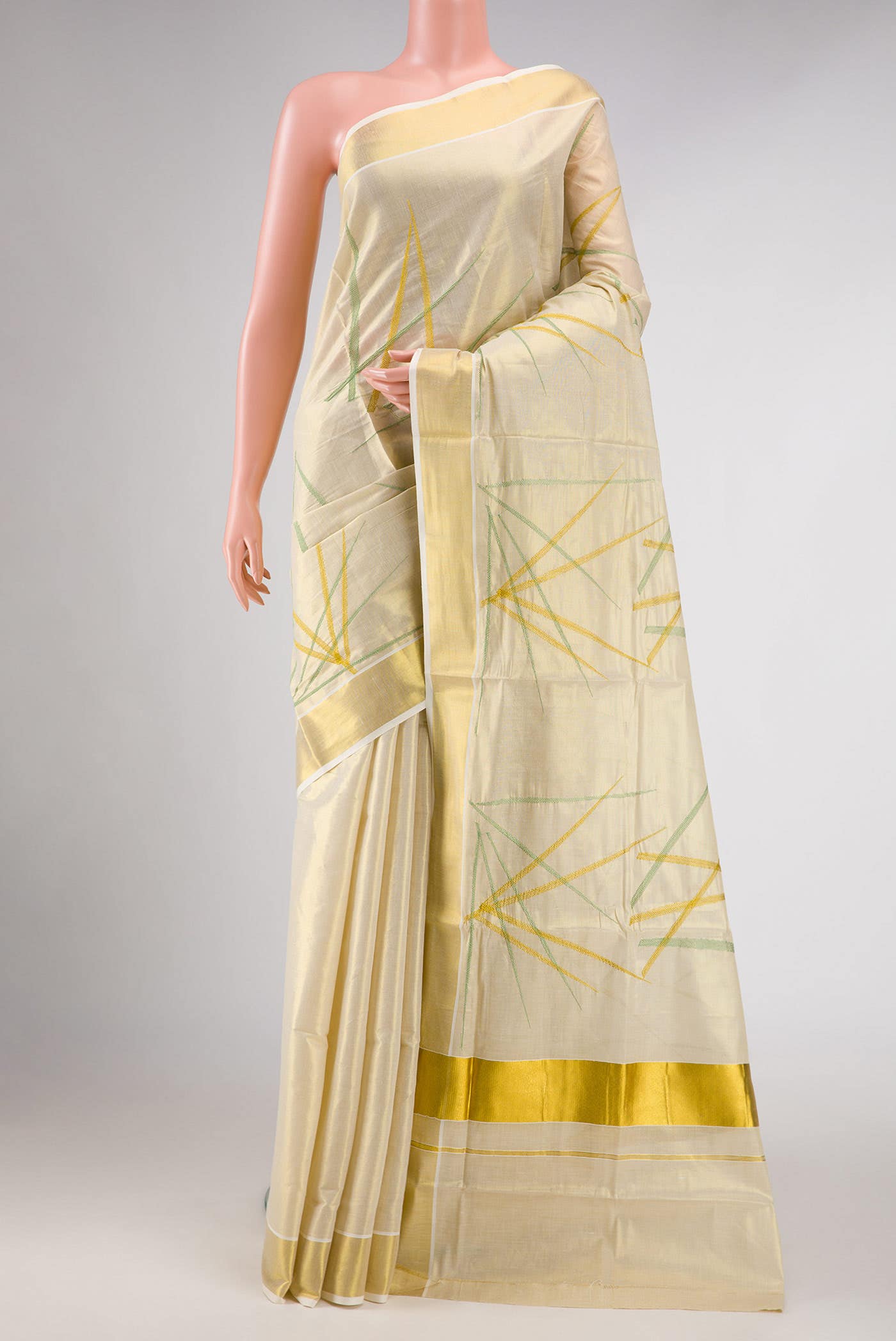Gold Dual Tone Kerala Cotton Saree