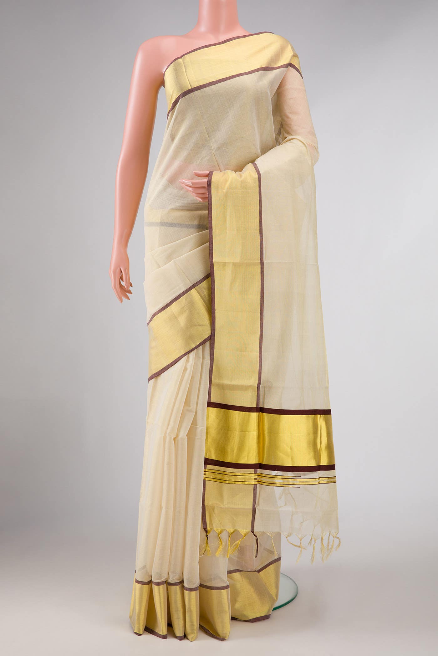 Gold Dual Tone Kerala Cotton Saree