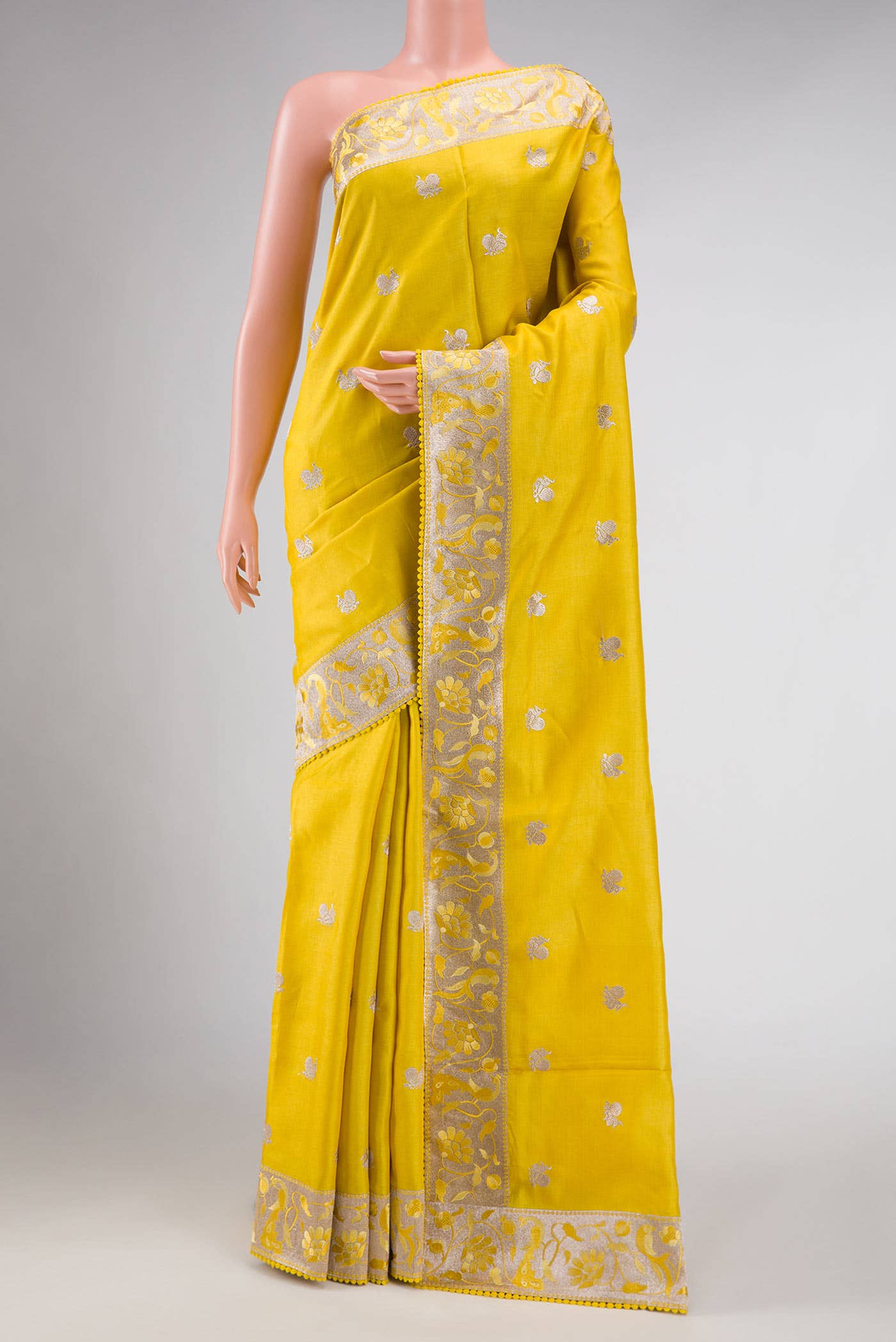 Yellow Tussar Silk Saree