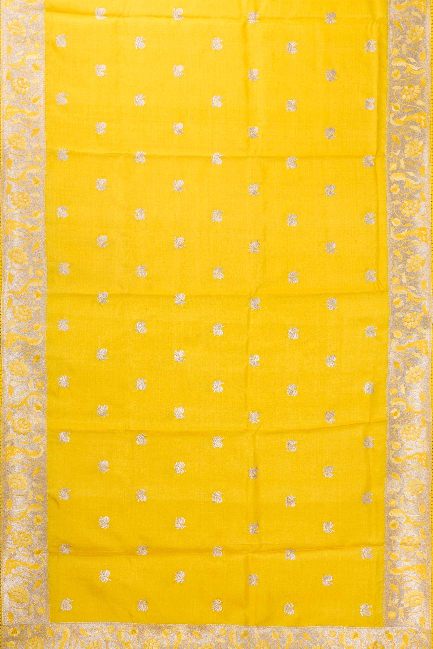Yellow Tussar Silk Saree