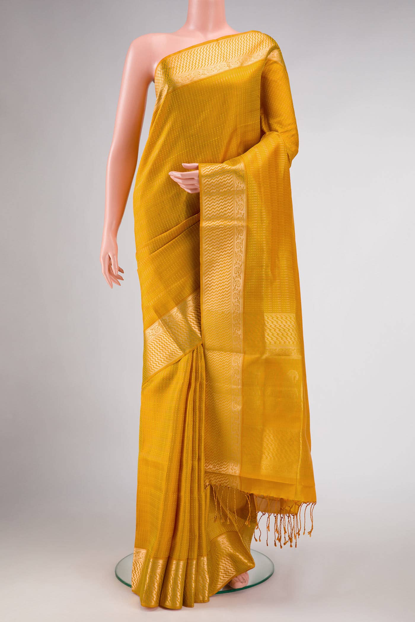 Mustard Dual Tone Soft Silk Saree