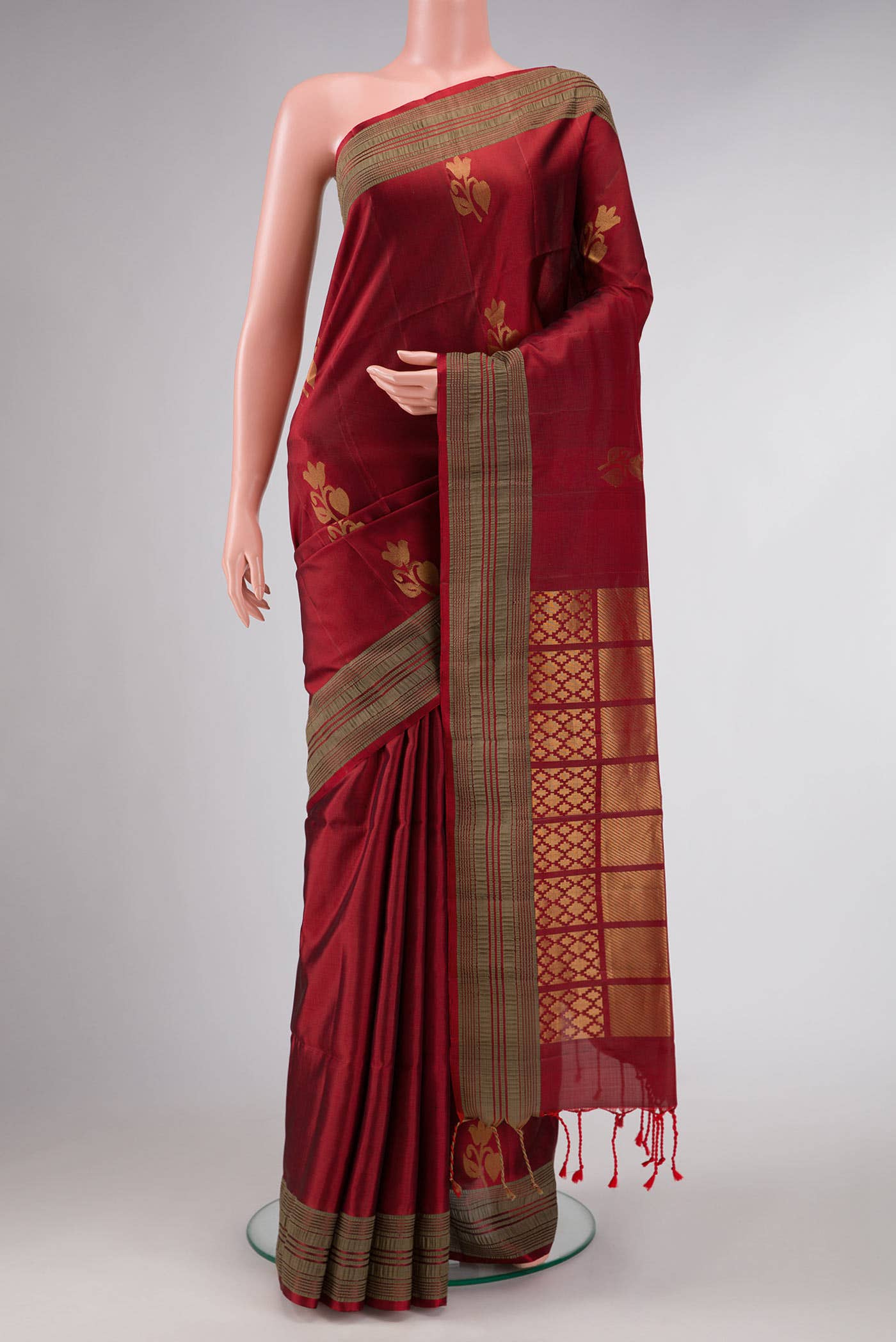 Maroon Dual Tone Soft Silk Saree
