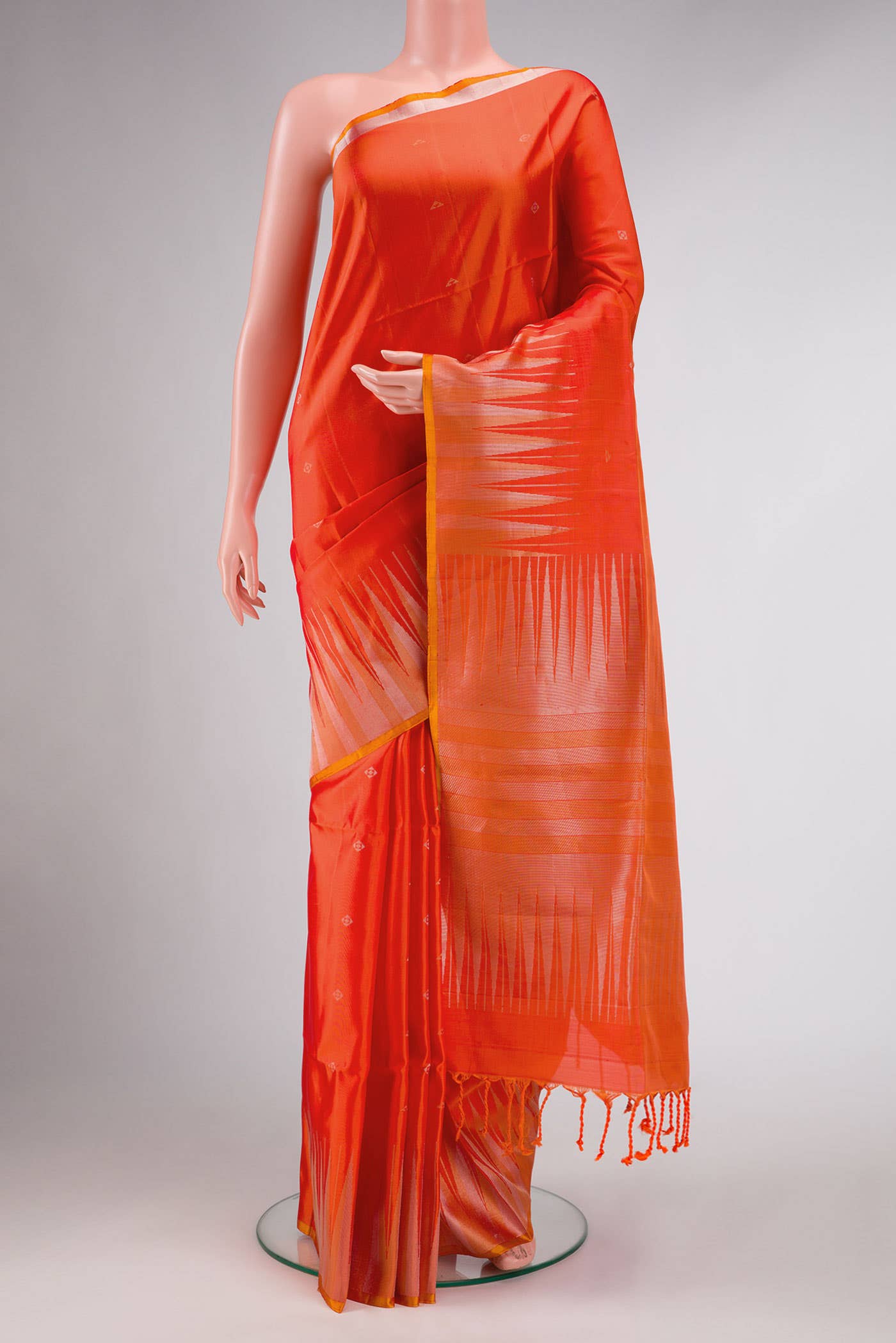 Orange Dual Tone Soft Silk Saree