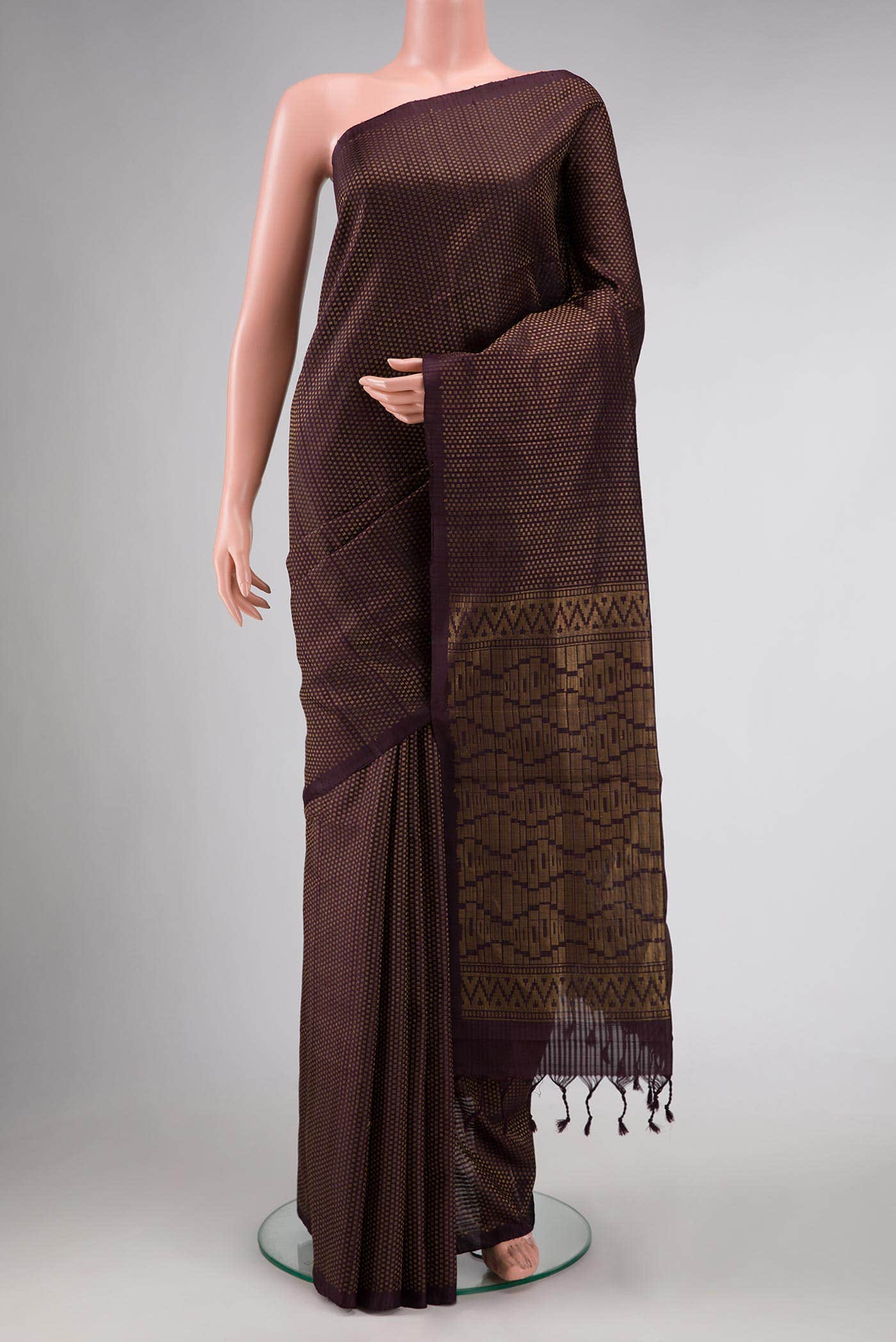 Coffee Brown Dual Tone Soft Silk Saree