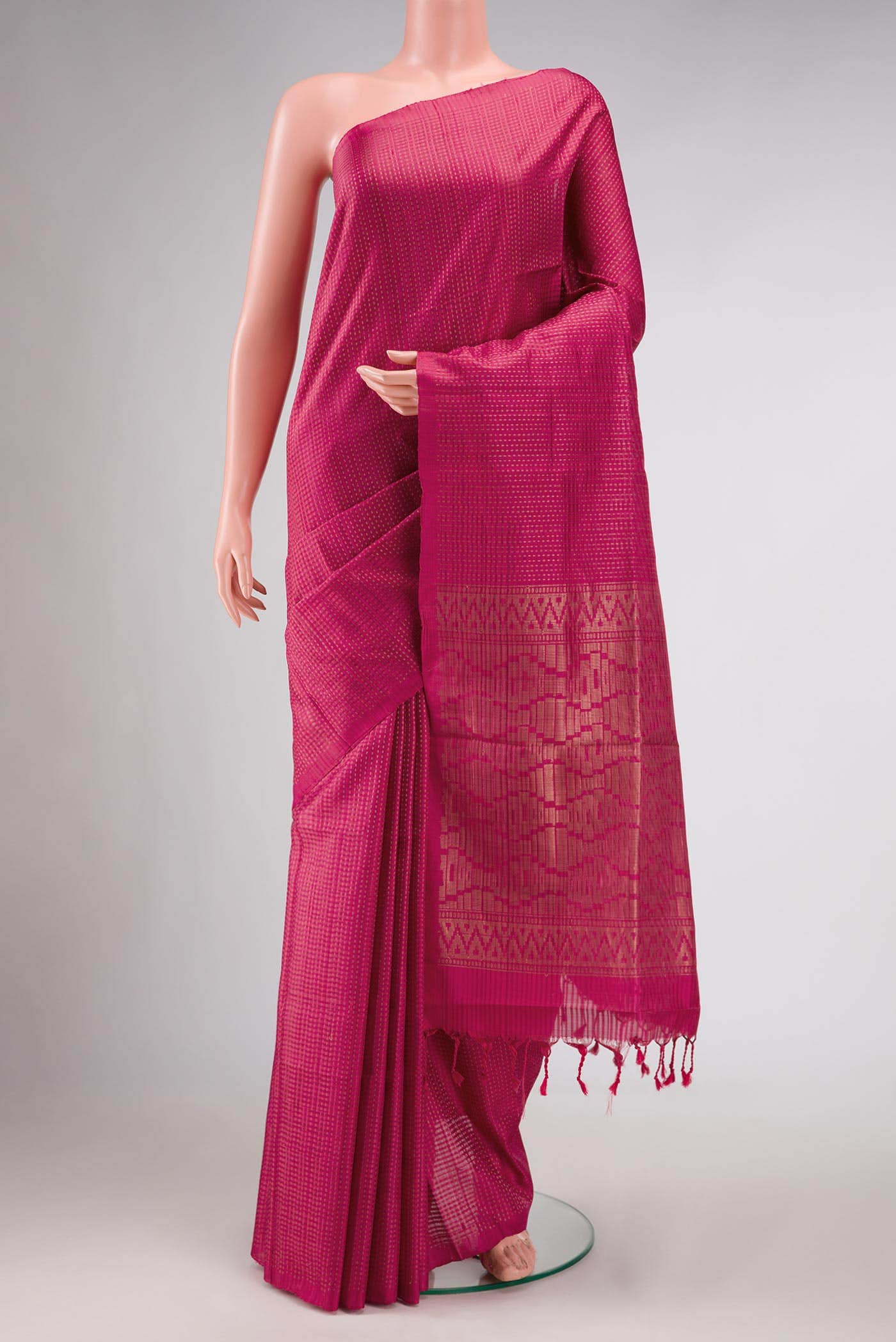 Dark Pink Dual Tone Soft Silk Saree