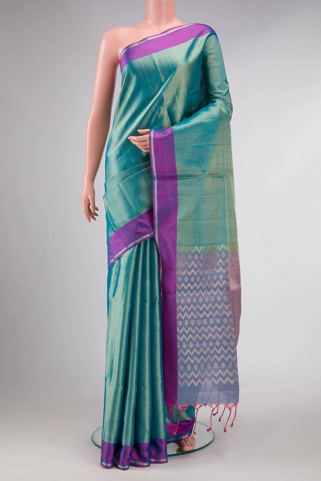 Light Green Dual Tone Soft Silk Saree