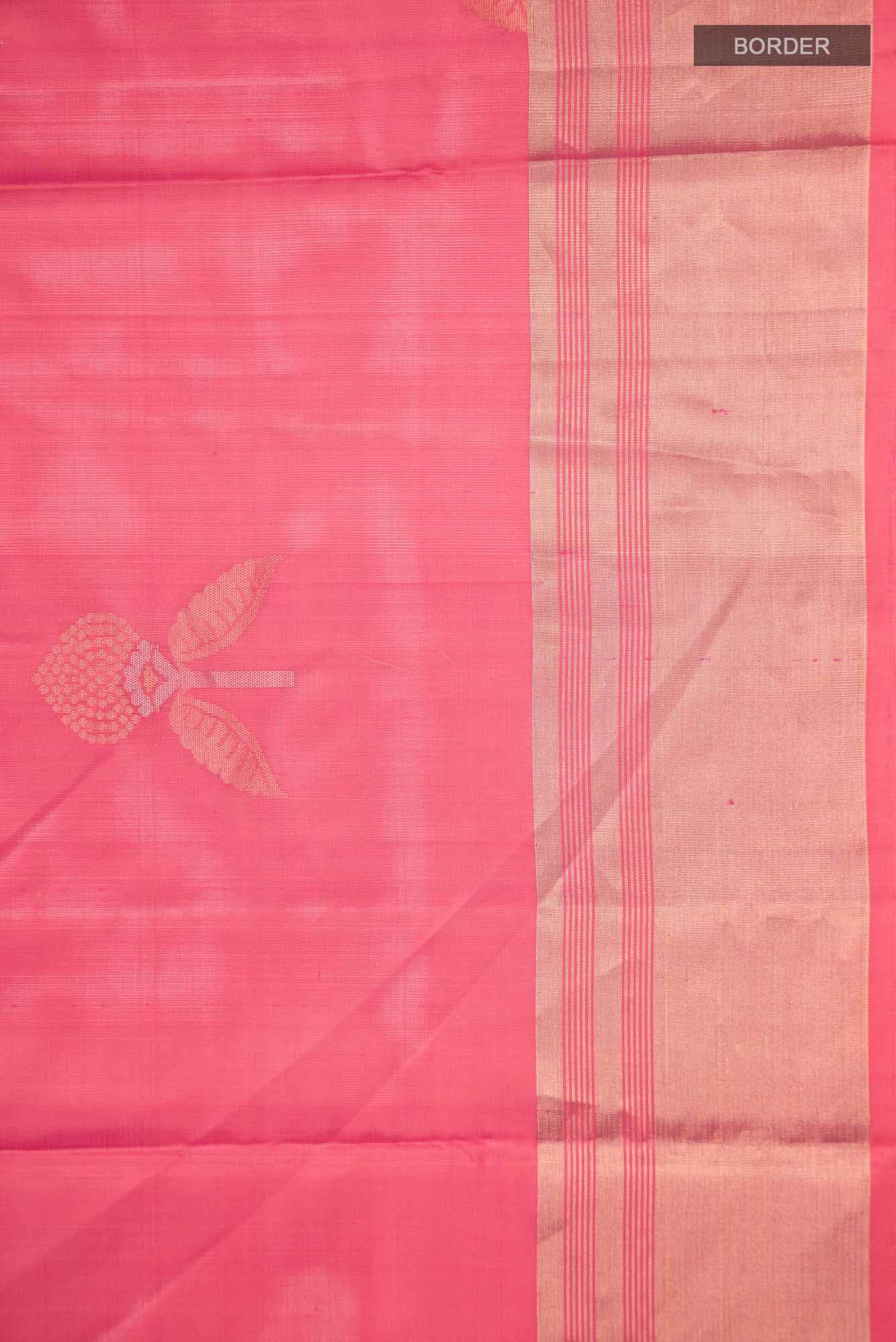 Pink with Orange Dual Tone Soft Silk Saree