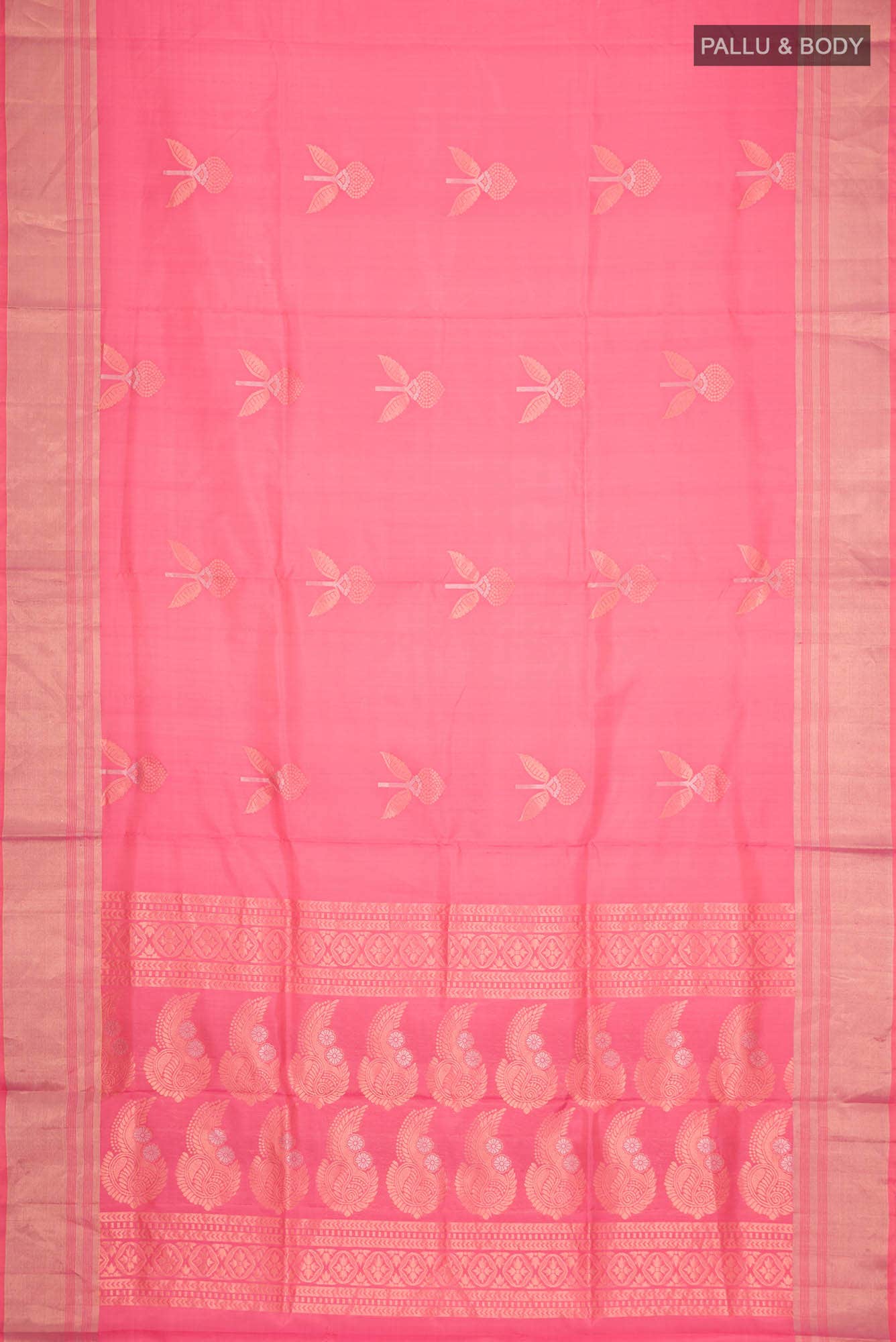 Pink with Orange Dual Tone Soft Silk Saree