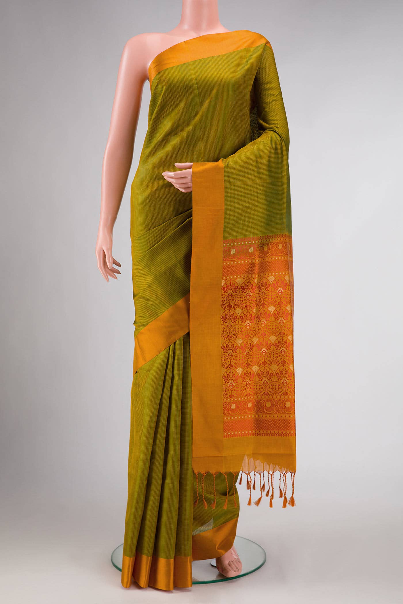 Green Dual Tone Soft Silk Saree