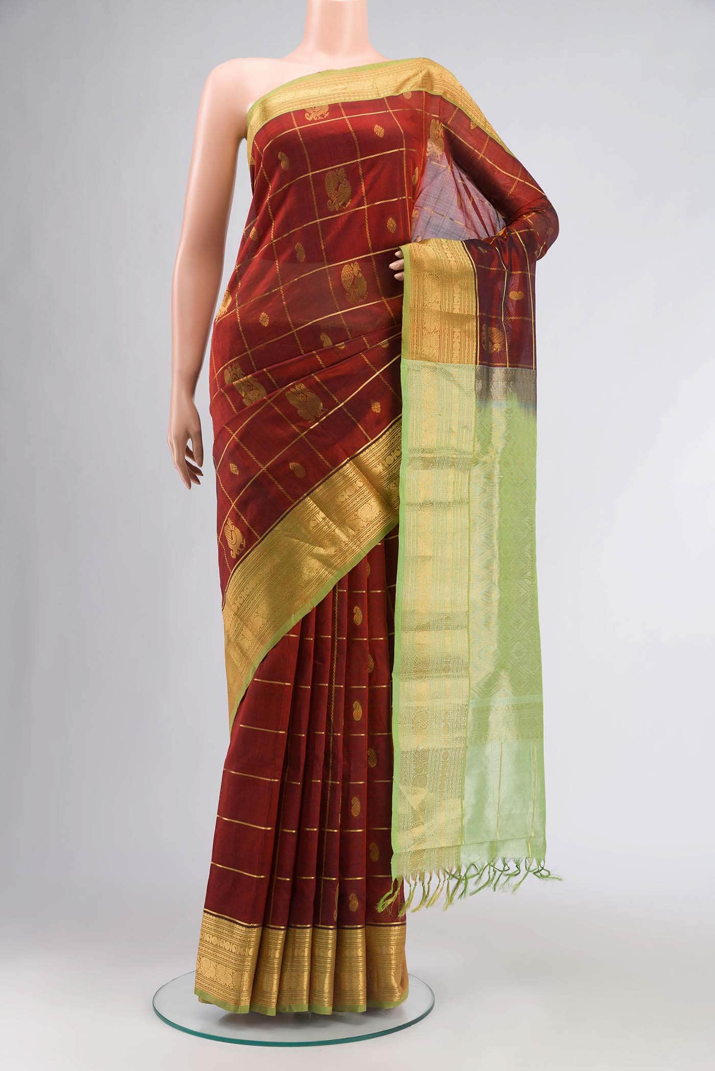 Maroon Silk Cotton Saree