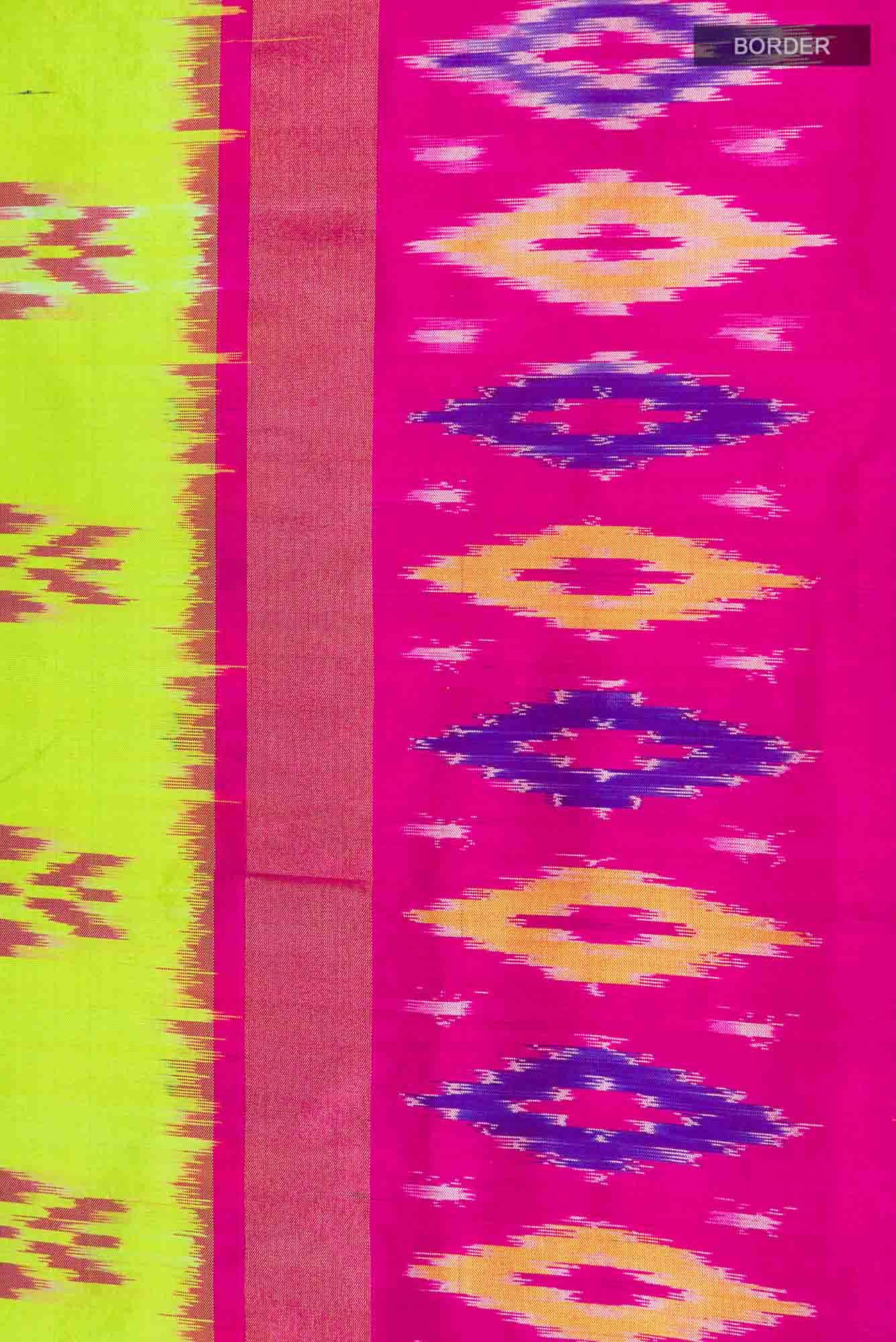 Parrot Green Pochampally Silk Saree