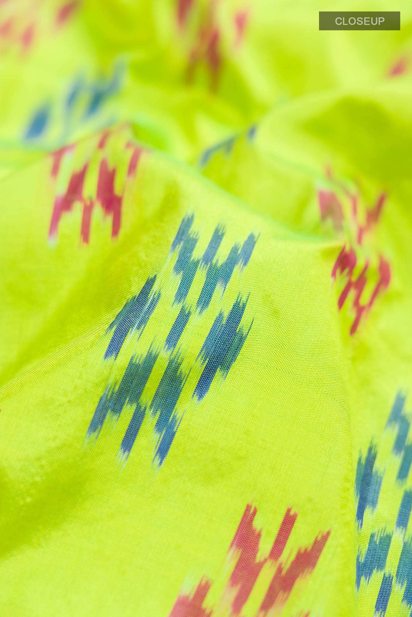 Parrot Green Pochampally Silk Saree