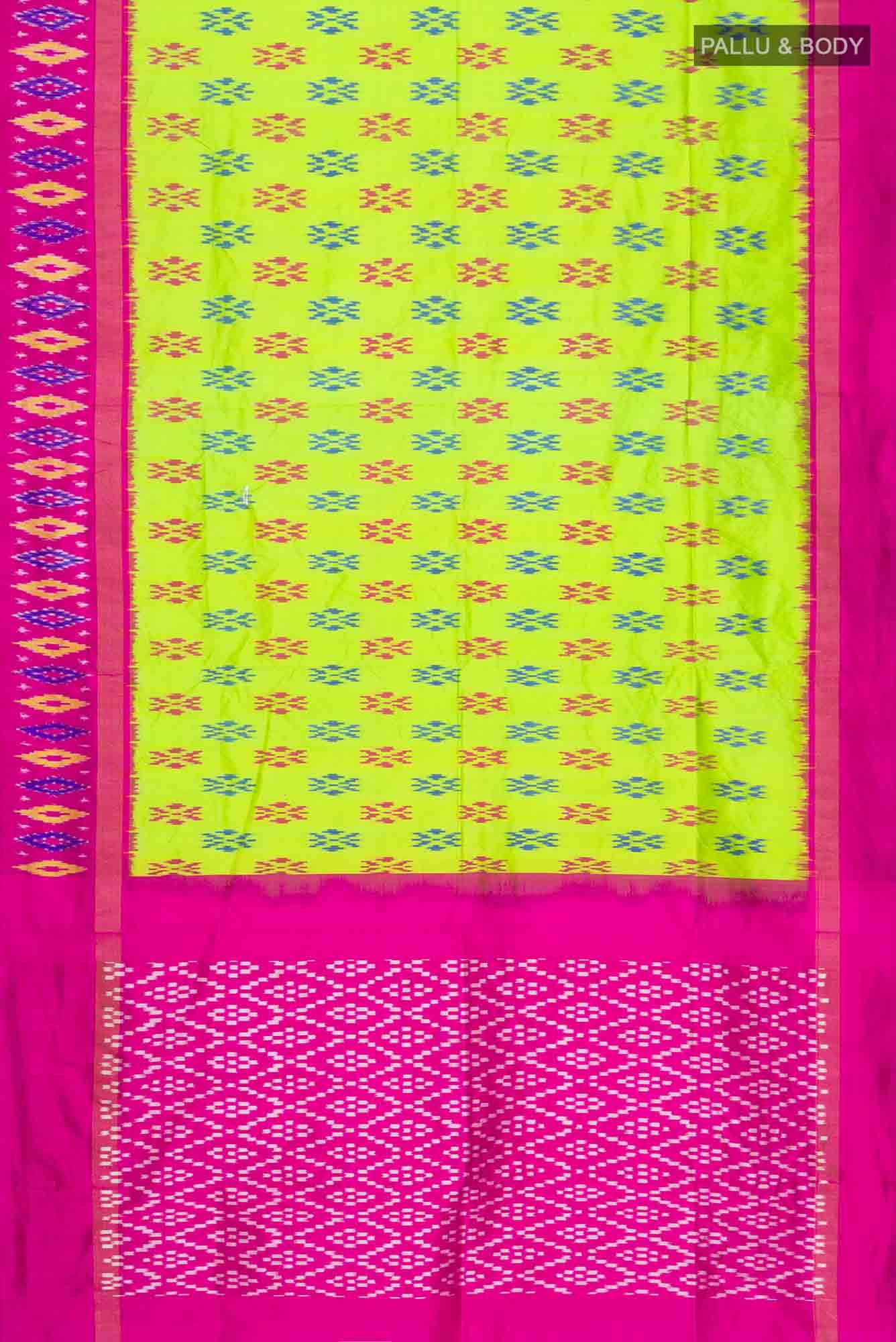 Parrot Green Pochampally Silk Saree