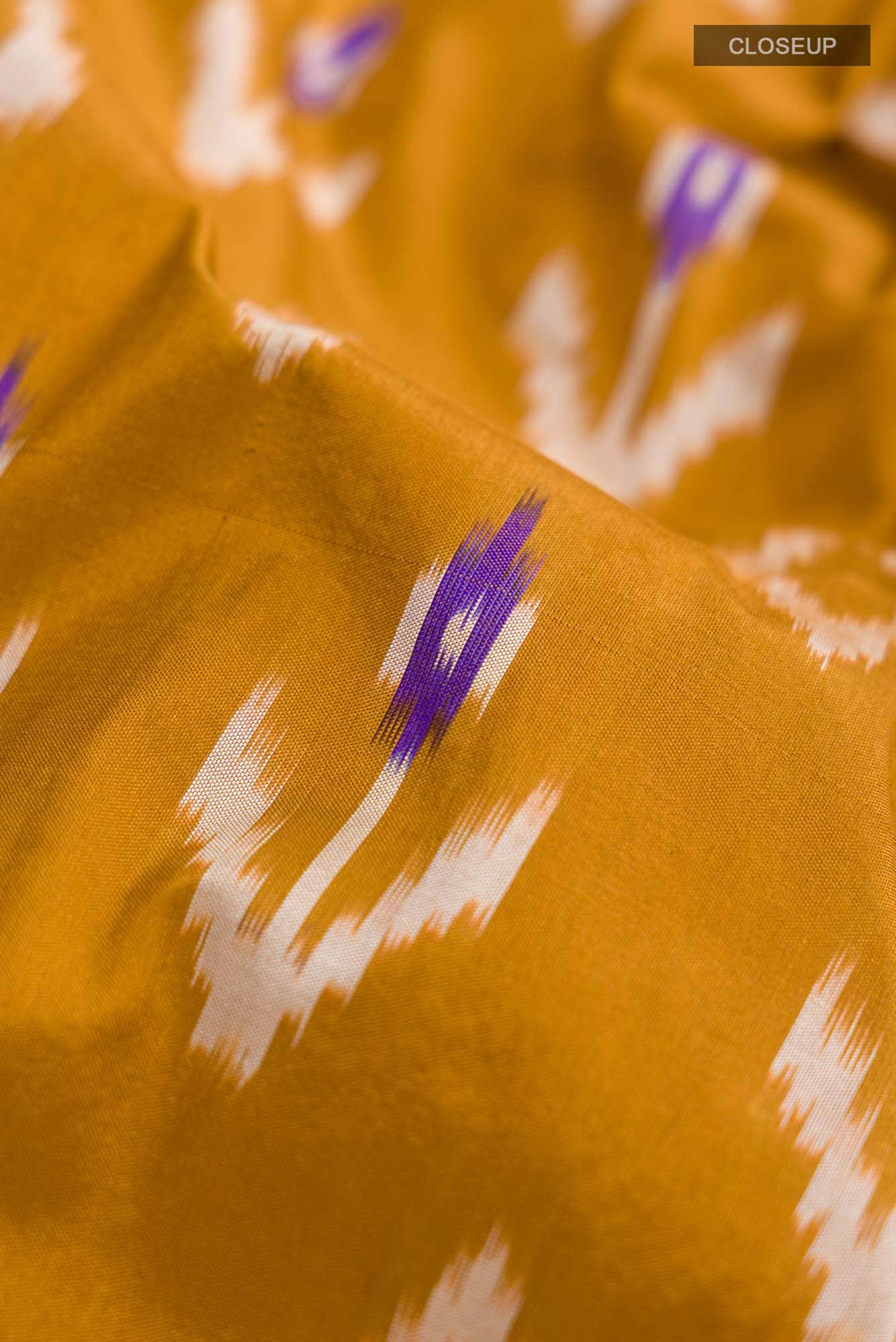 Mustard Pochampally Silk Saree