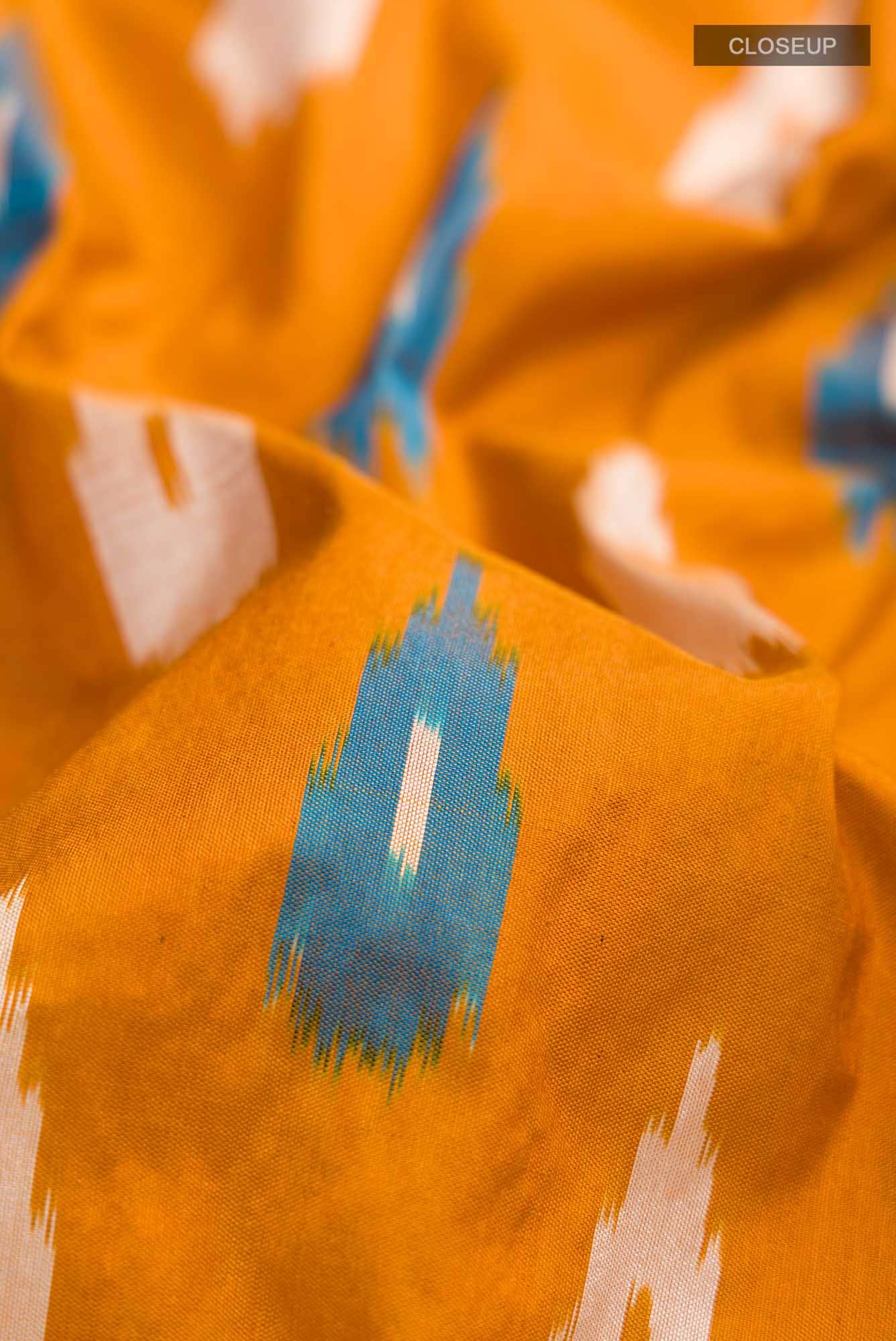 Mustard Pochampally Silk Saree