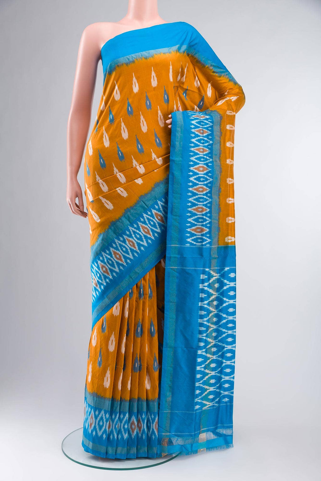 Mustard Pochampally Silk Saree