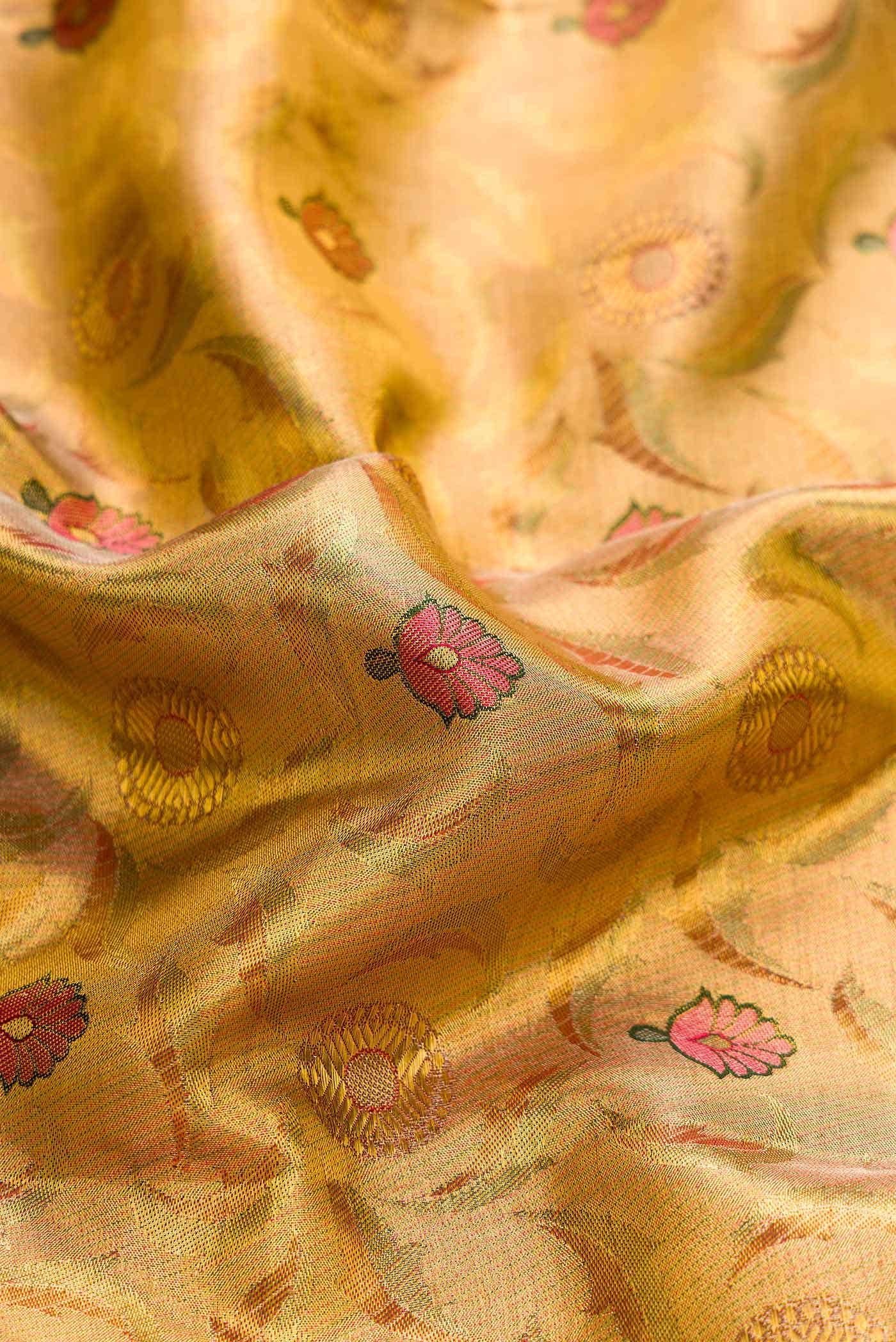 Gold Dual Tone Kanchipuram Tissue Silk Saree