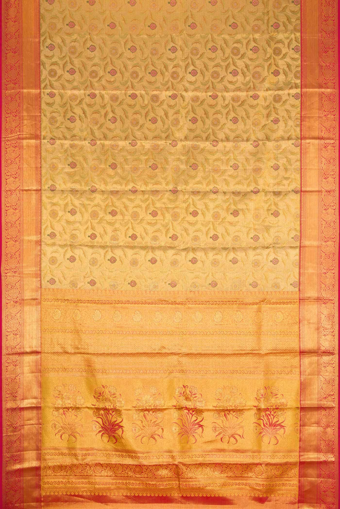 Gold Dual Tone Kanchipuram Tissue Silk Saree