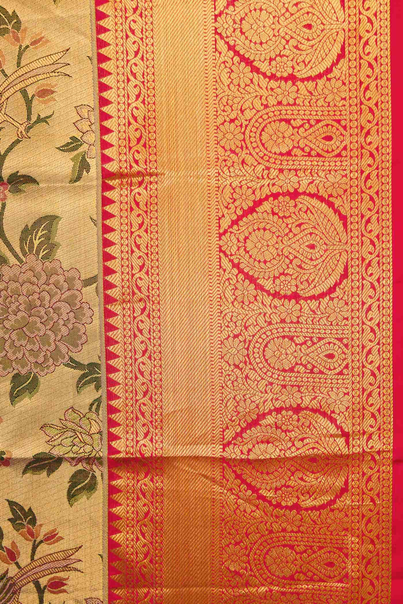 Gold Dual Tone Kanchipuram Tissue Silk Saree