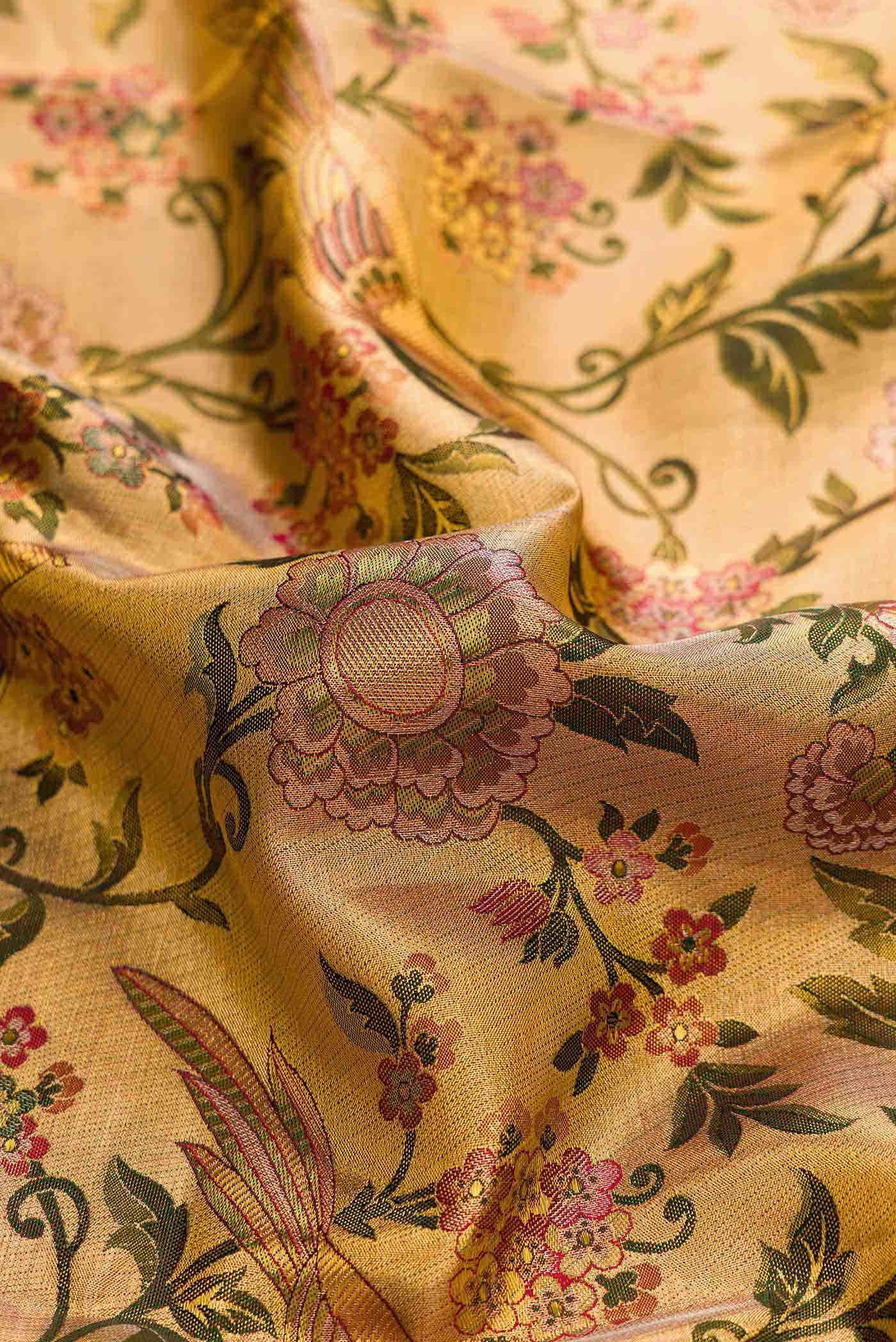 Gold Dual Tone Kanchipuram Tissue Silk Saree