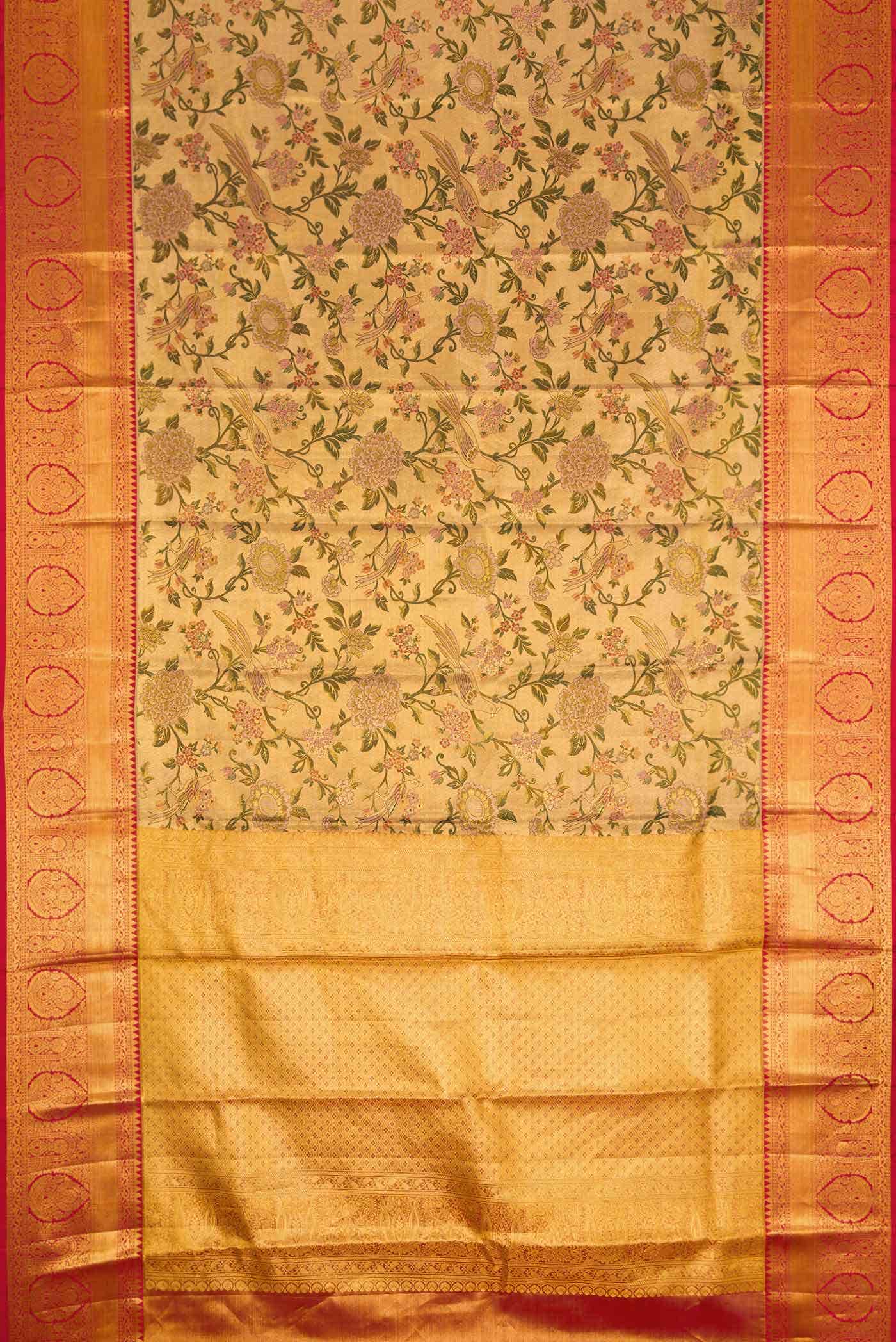 Gold Dual Tone Kanchipuram Tissue Silk Saree