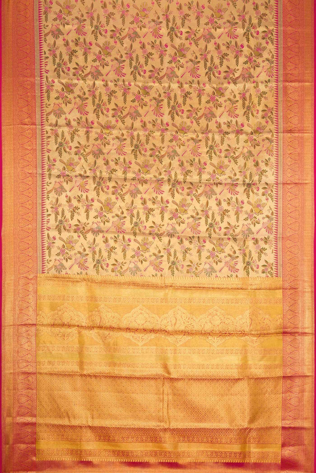 Gold Dual Tone Kanchipuram Tissue Silk Saree