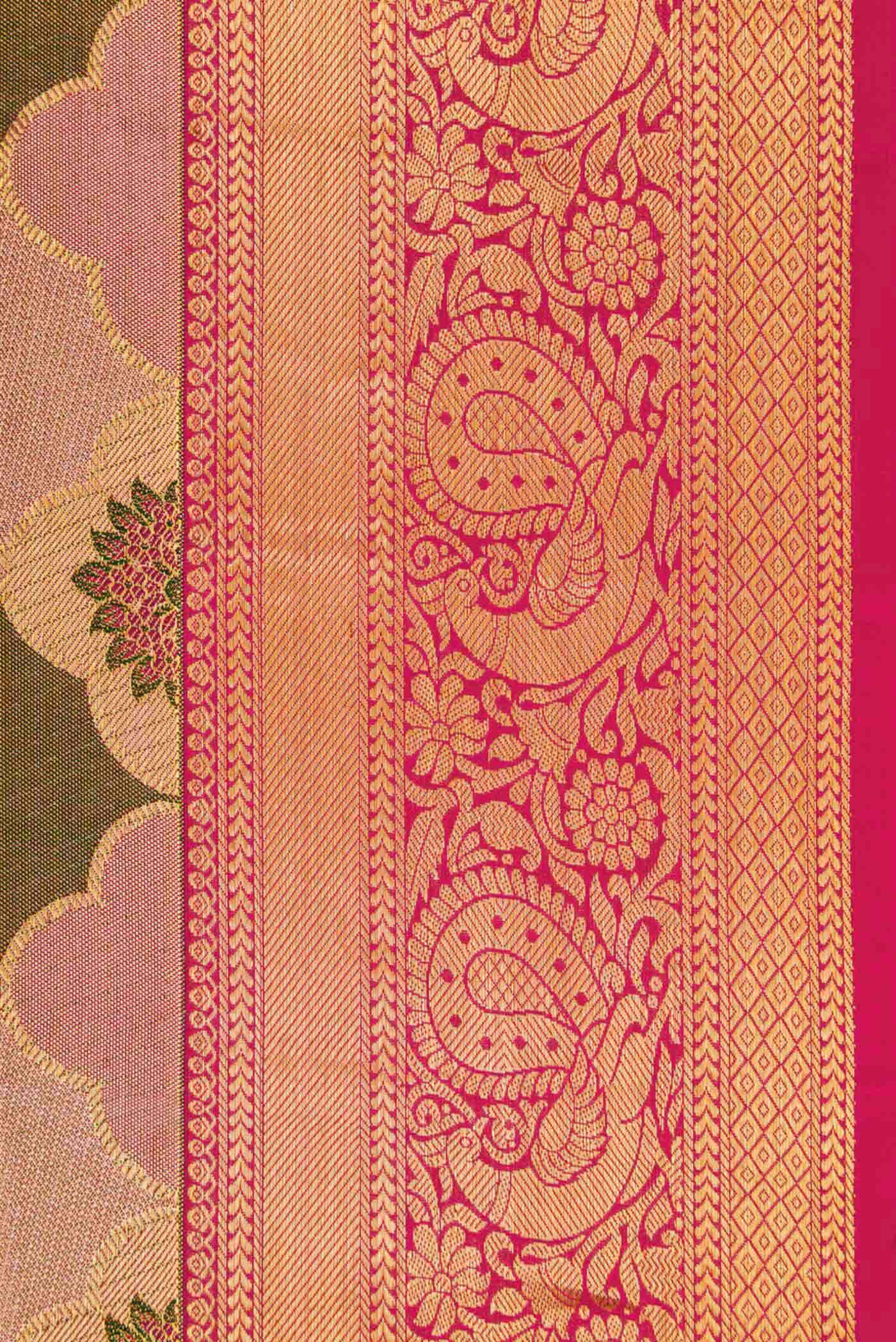 Pink and Green Dual Tone Kanchipuram Tissue Silk Saree