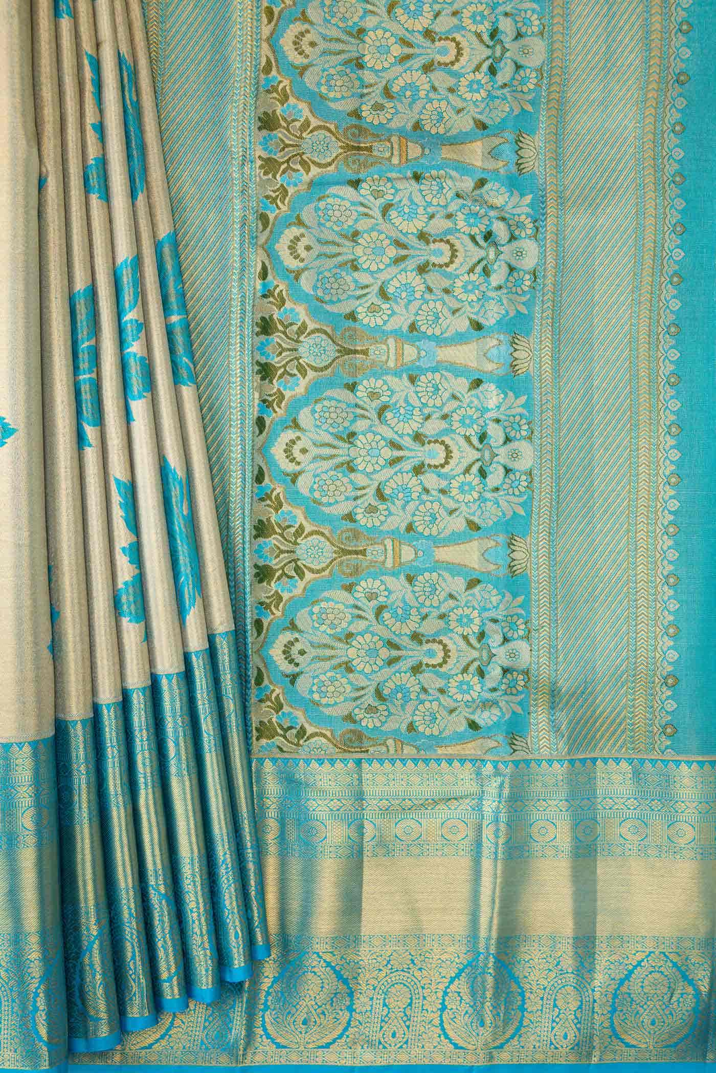 Gold Dual Tone Kanchipuram Tissue Silk Saree