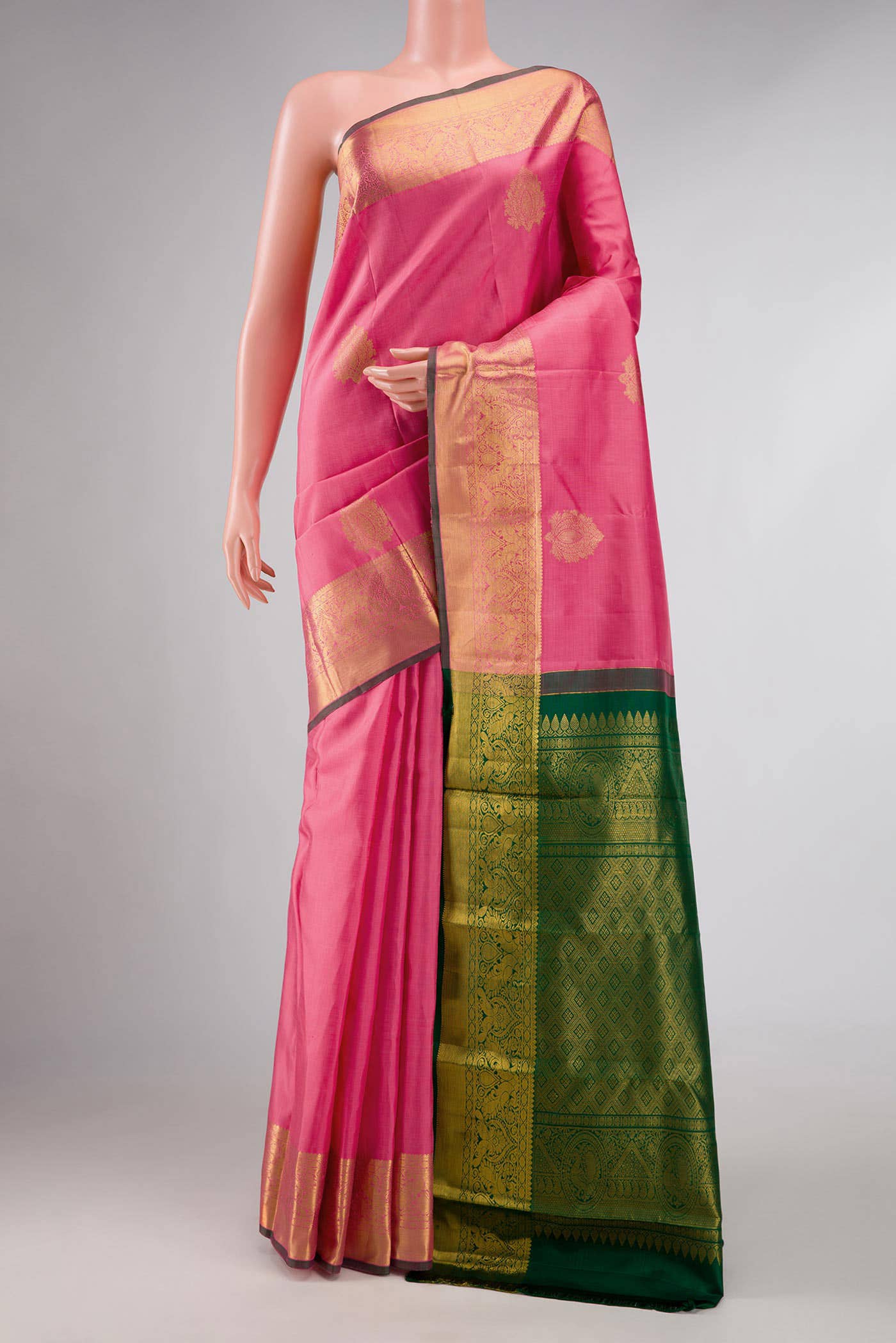 Pink Dual Tone Kanchipuram Silk Saree