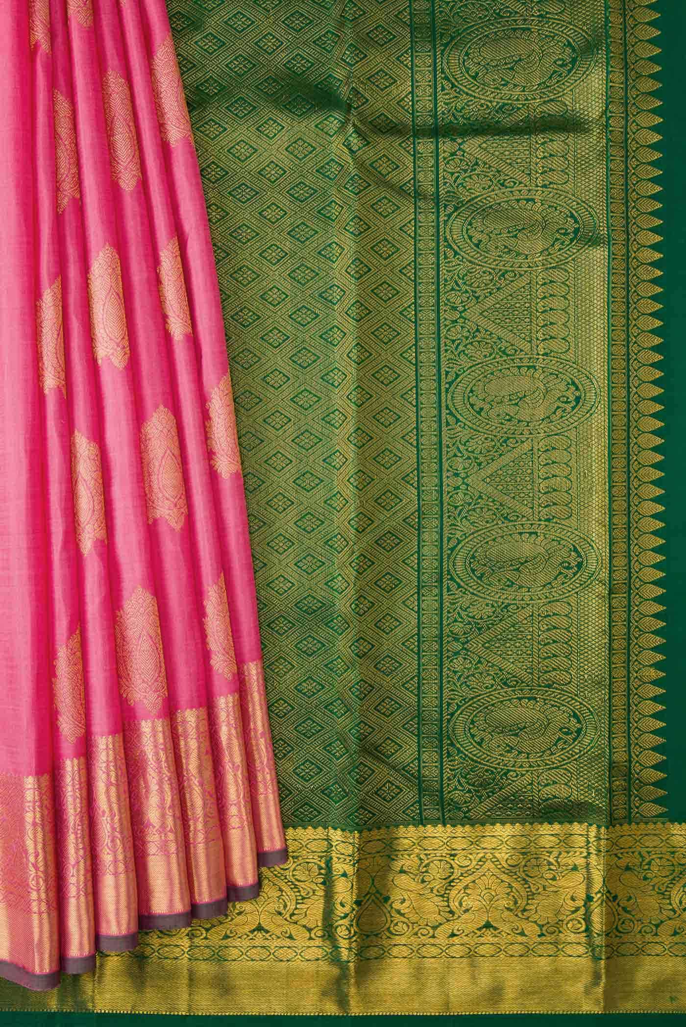 Pink Dual Tone Kanchipuram Silk Saree