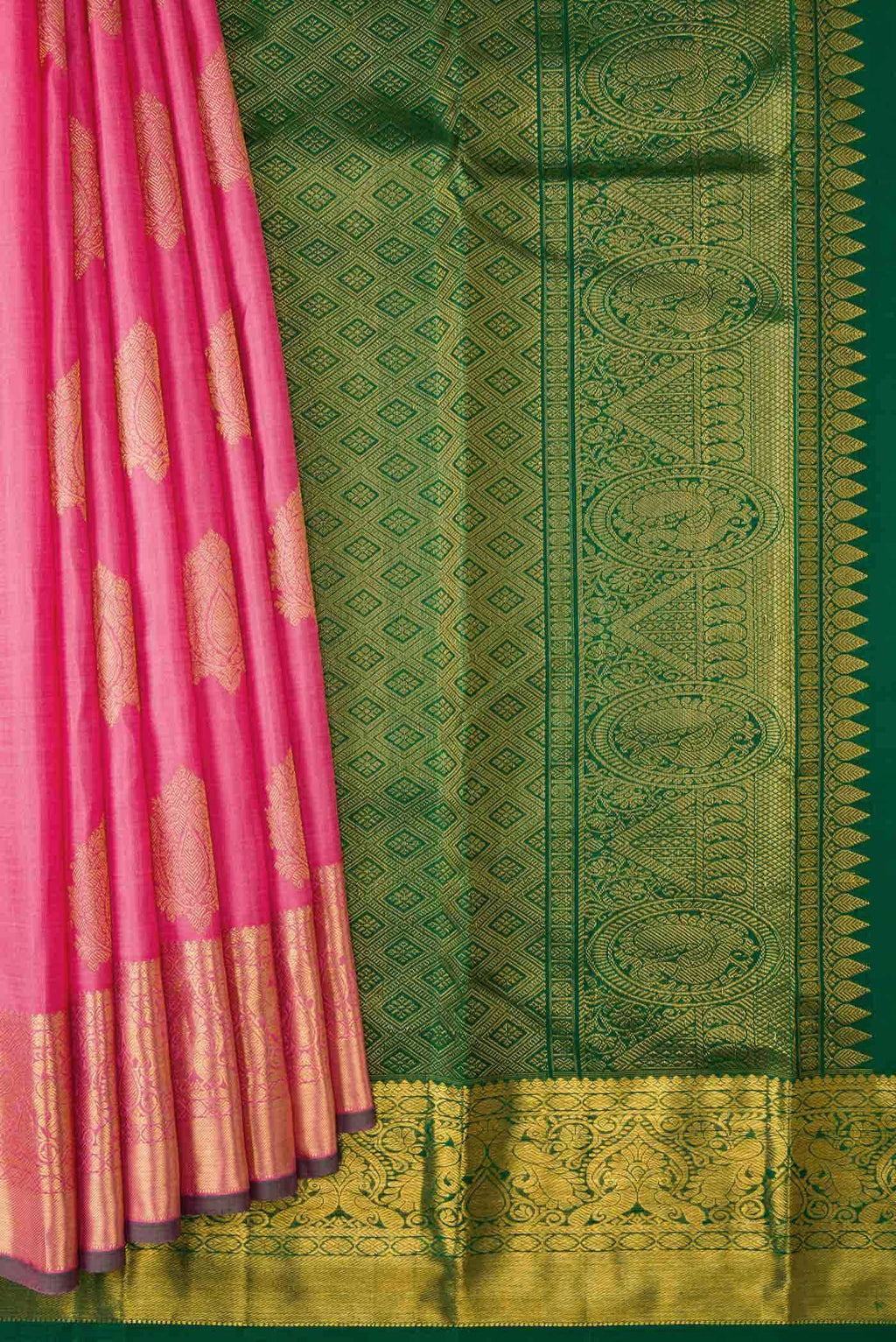 Pink Dual Tone Kanchipuram Silk Saree