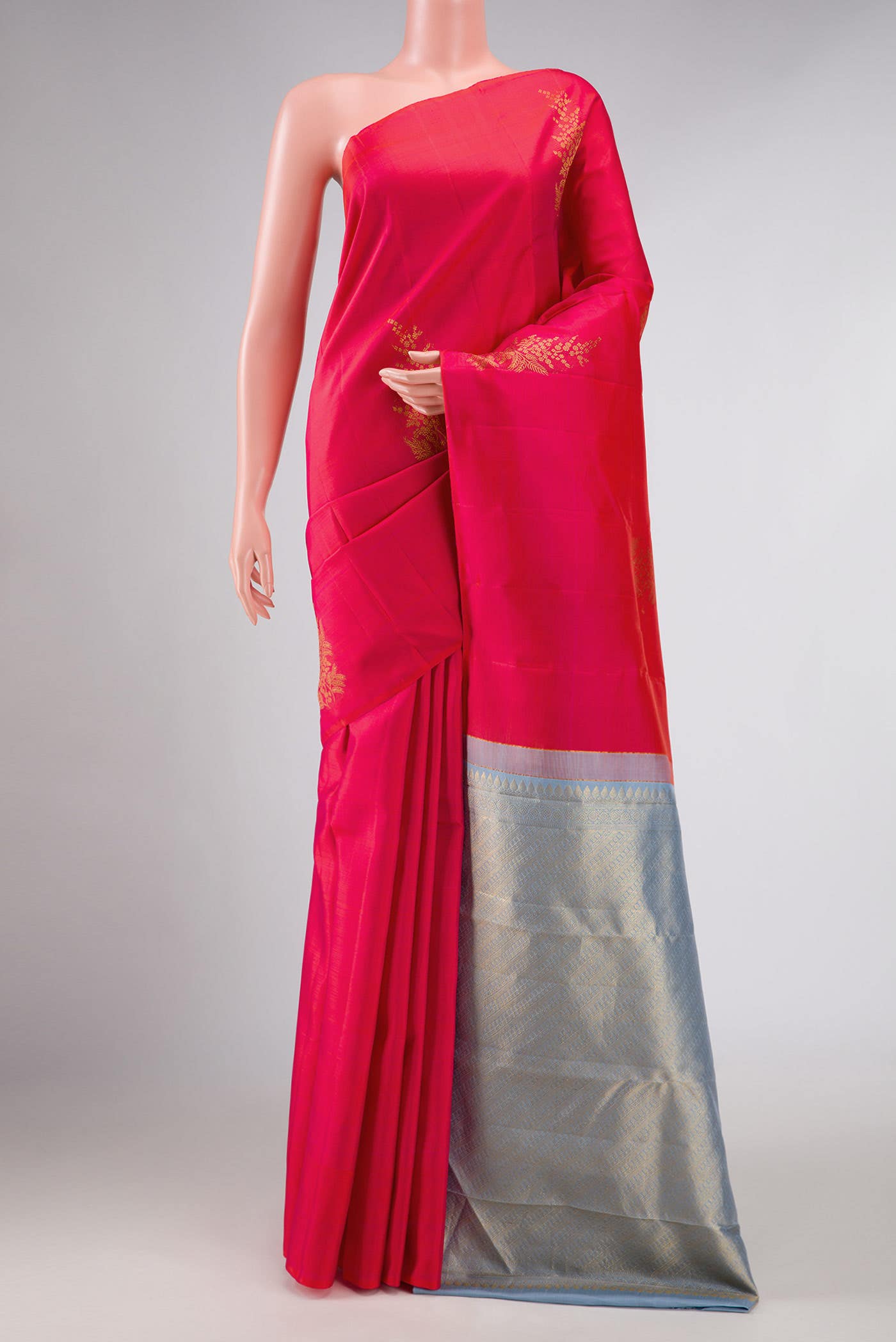 Dark Pink Dual Tone Kanchipuram Silk Saree