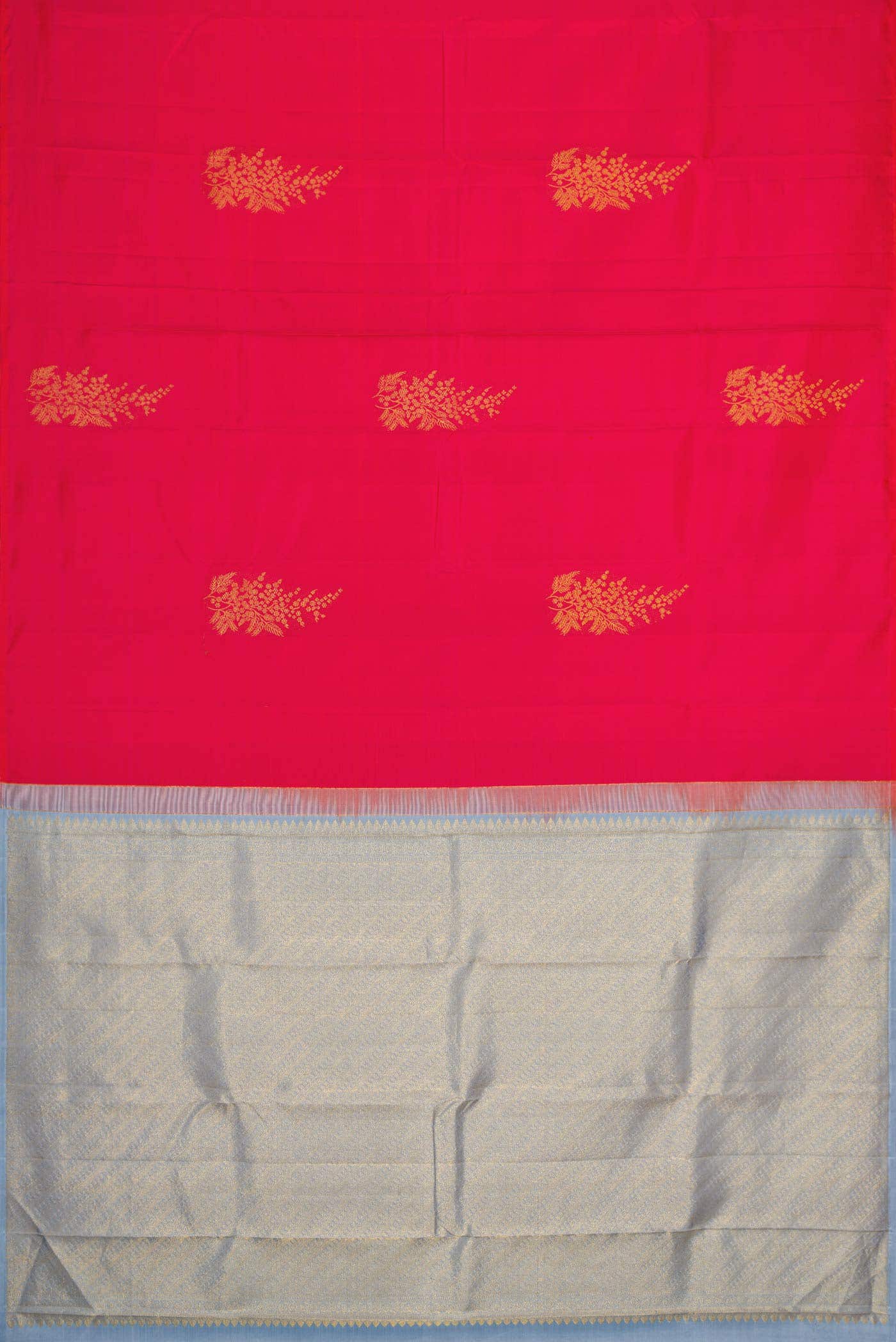 Dark Pink Dual Tone Kanchipuram Silk Saree
