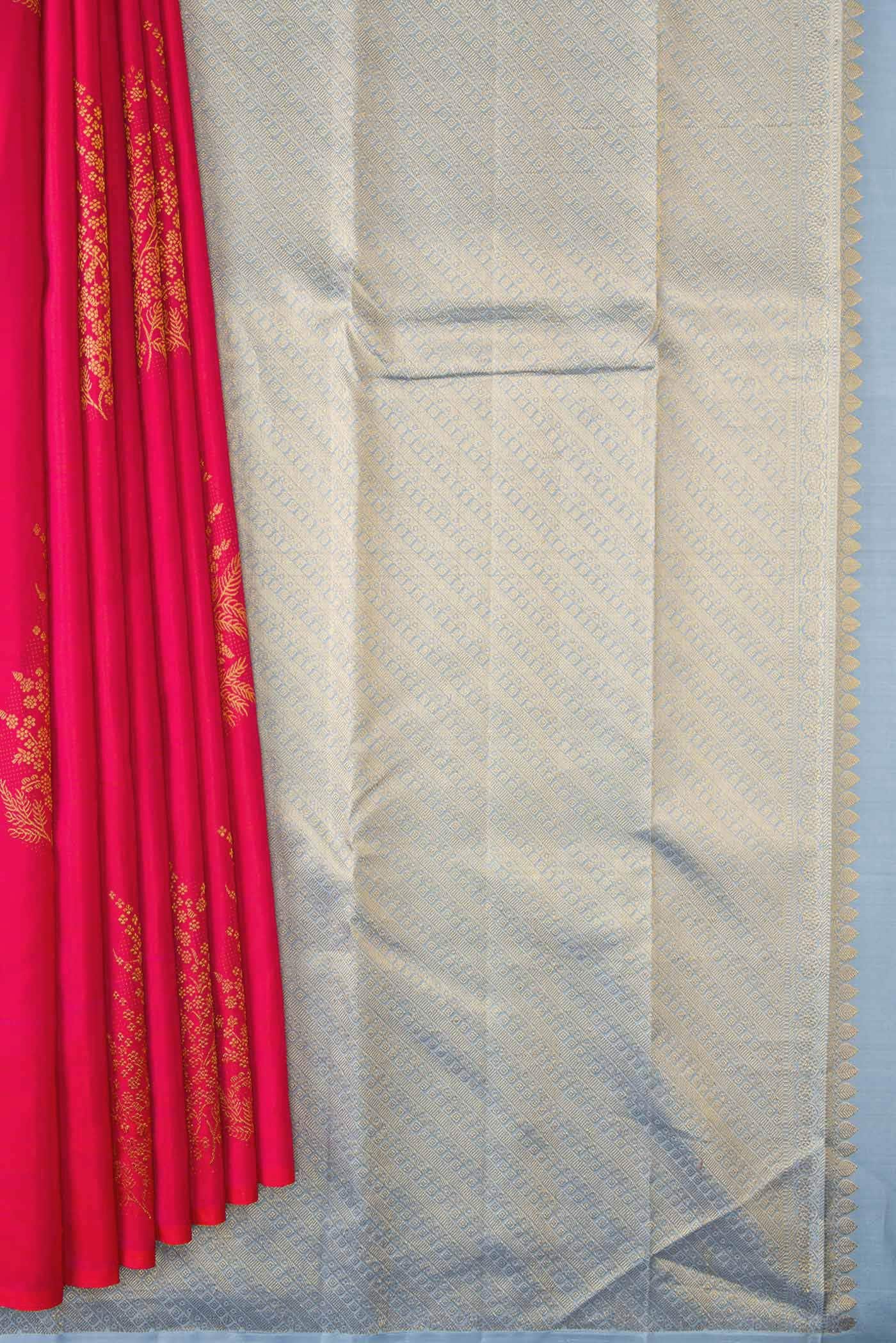 Dark Pink Dual Tone Kanchipuram Silk Saree