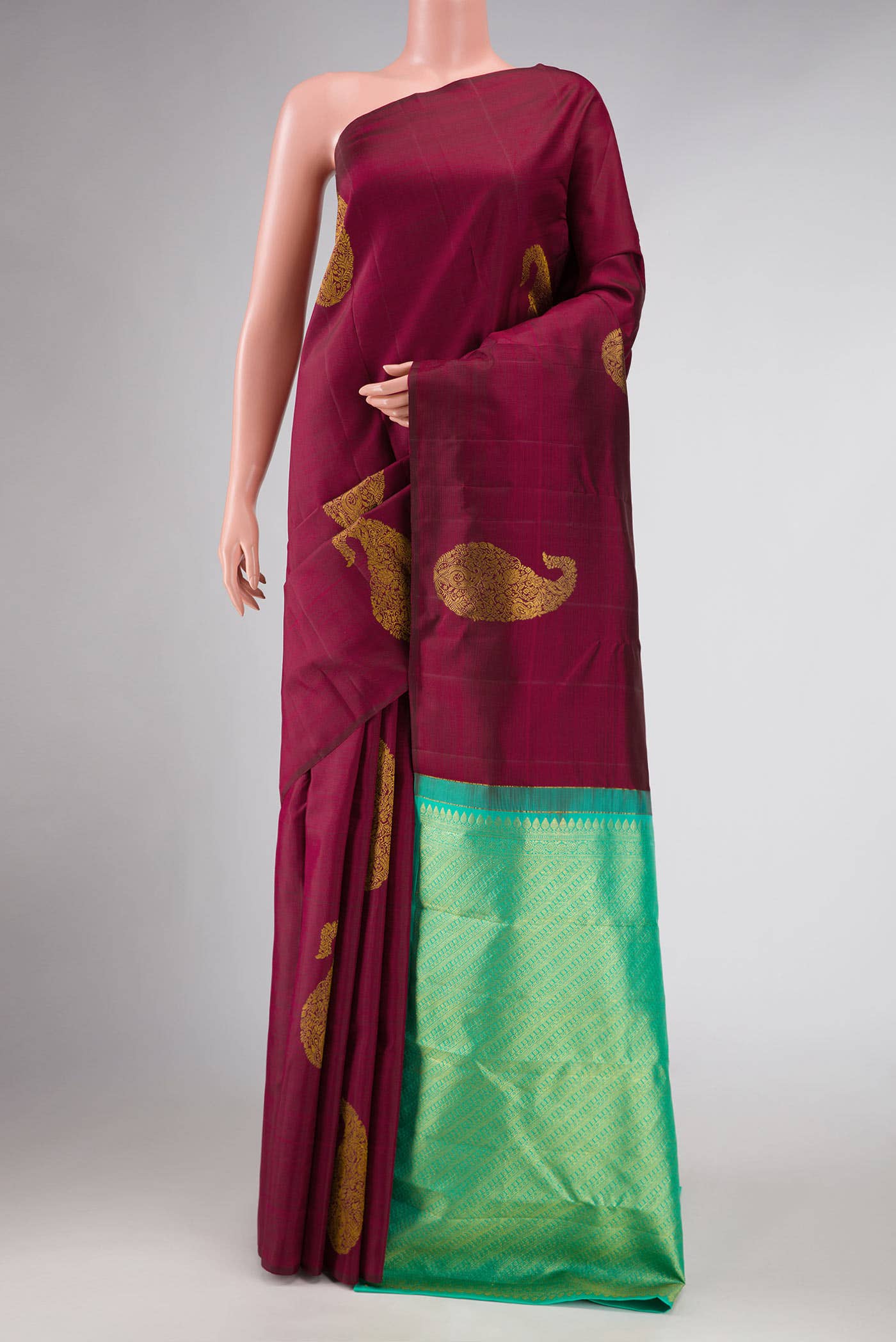 Dark Mauve Dual Tone Kanchipuram Silk Saree