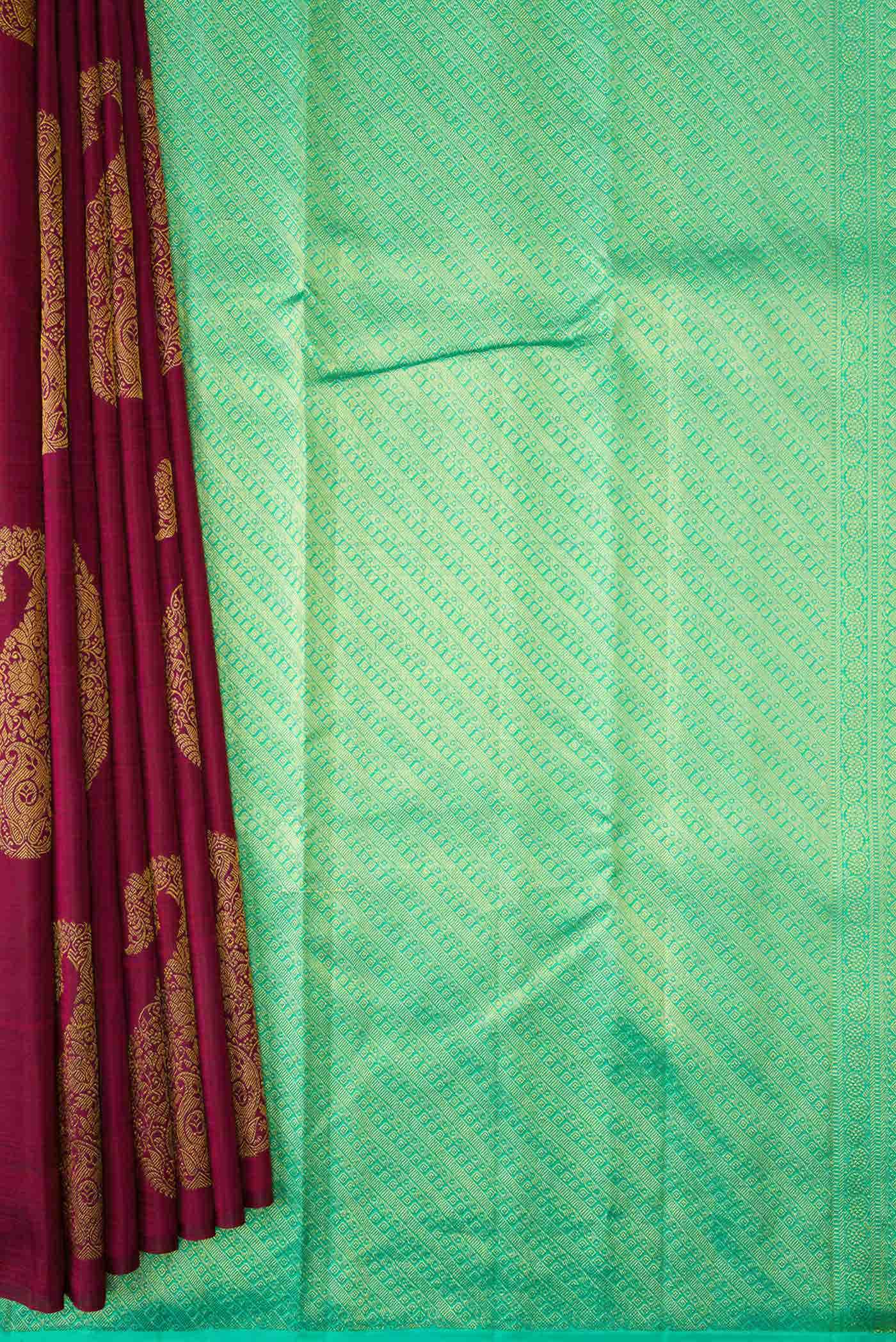 Dark Mauve Dual Tone Kanchipuram Silk Saree